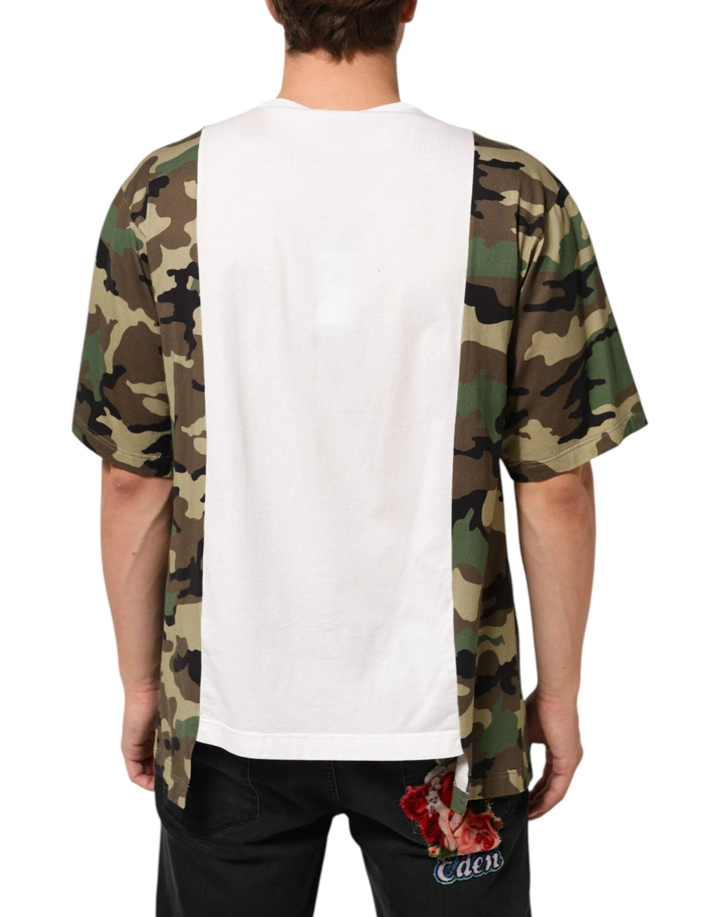Dolce & Gabbana White Logo Camouflage Crew Neck Men T-shirt by Dolce & Gabbana