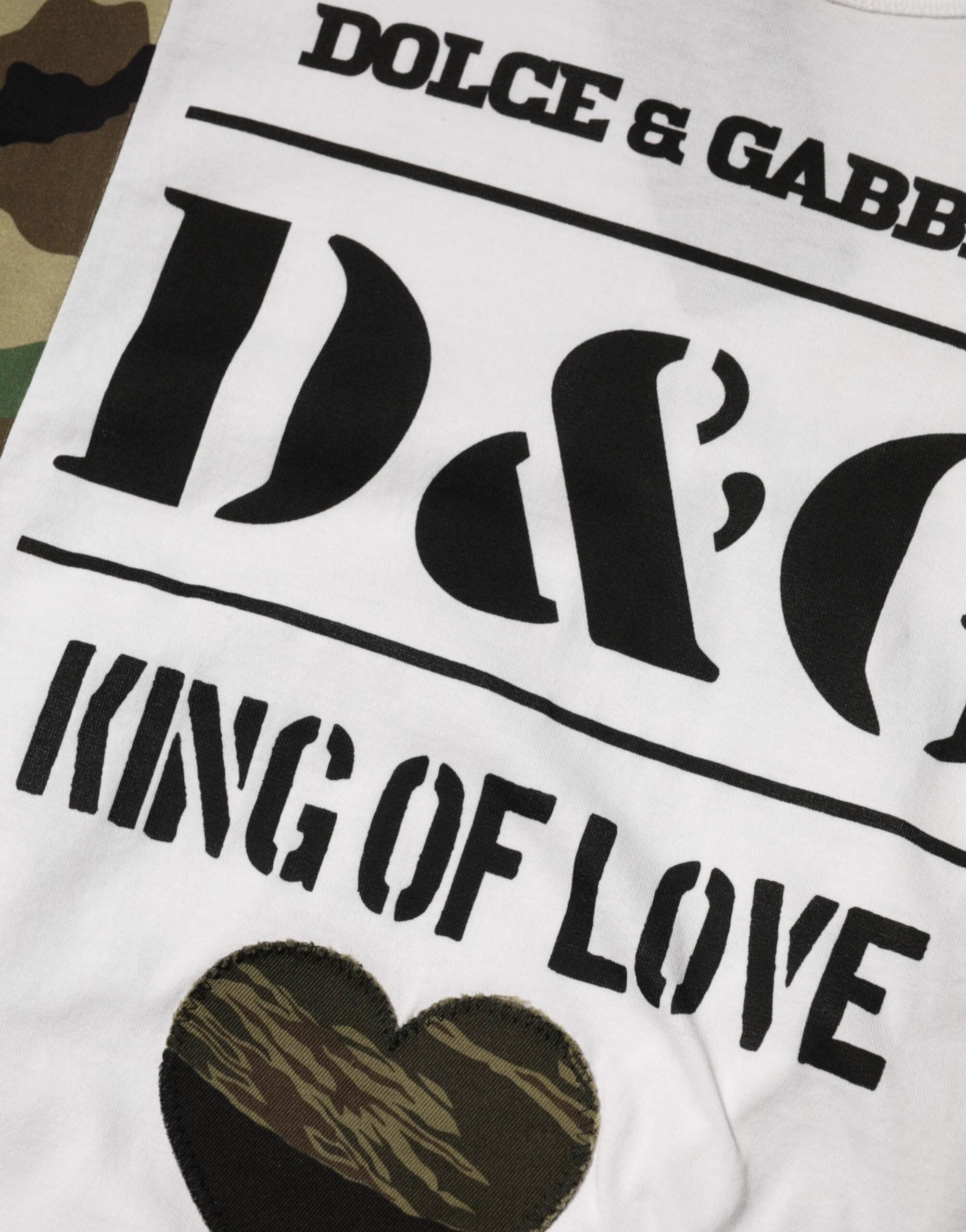 Dolce & Gabbana White Logo Camouflage Crew Neck Men T-shirt by Dolce & Gabbana