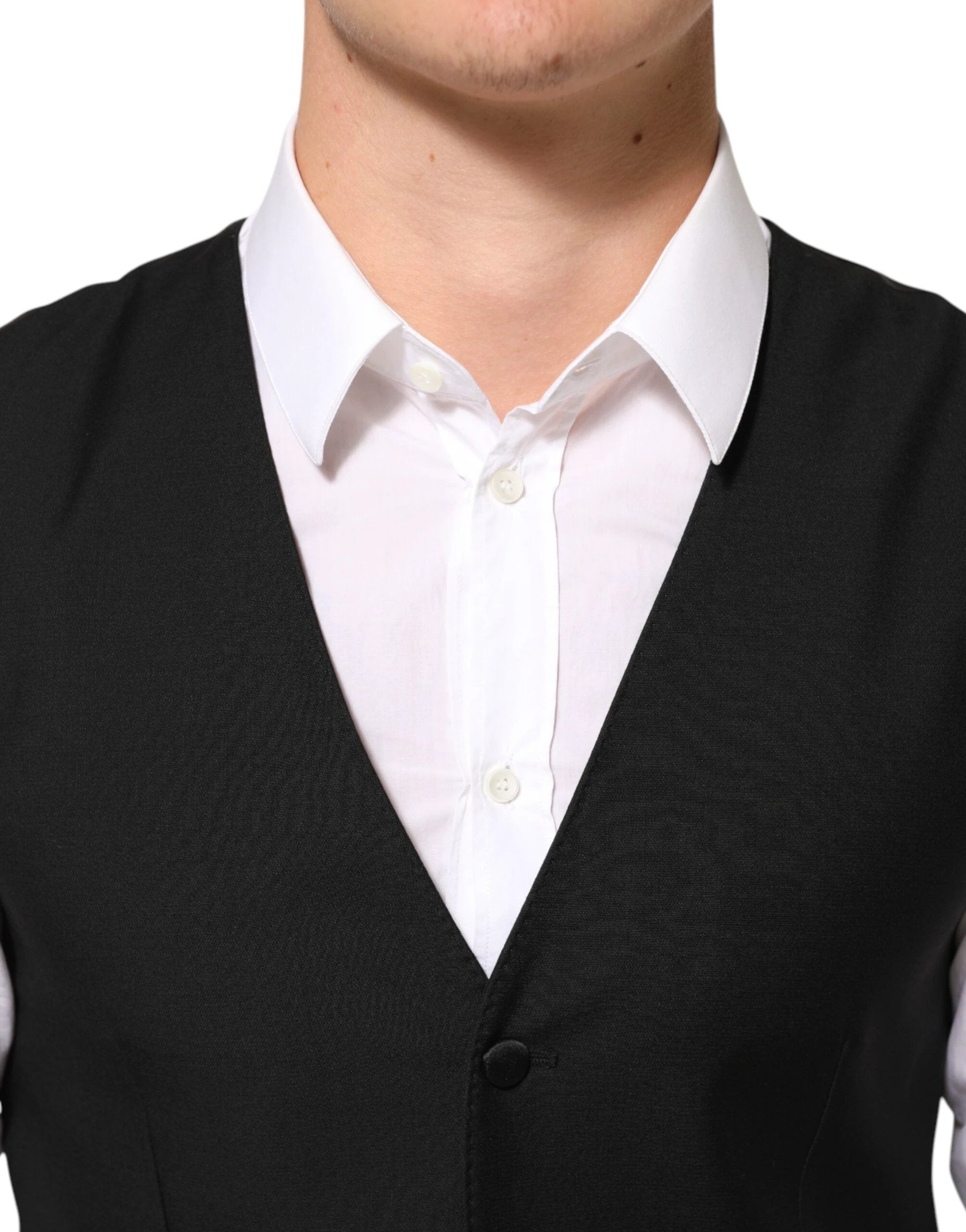 Dolce & Gabbana Black Wool Dress Formal Men Waistcoat Vest by Dolce & Gabbana
