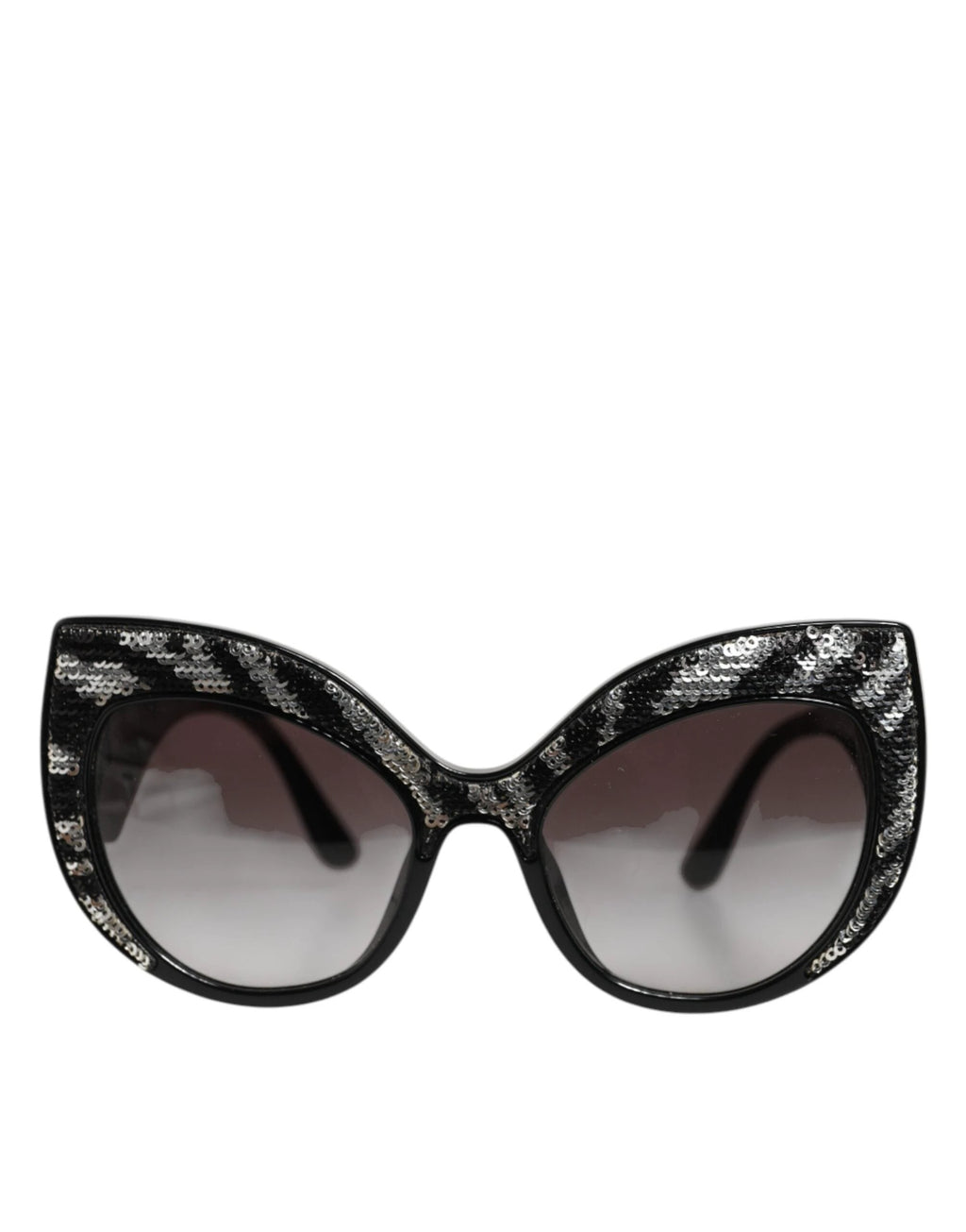Dolce & Gabbana Black Silver Sequin Butterfly Polarized Sunglasses by Dolce & Gabbana