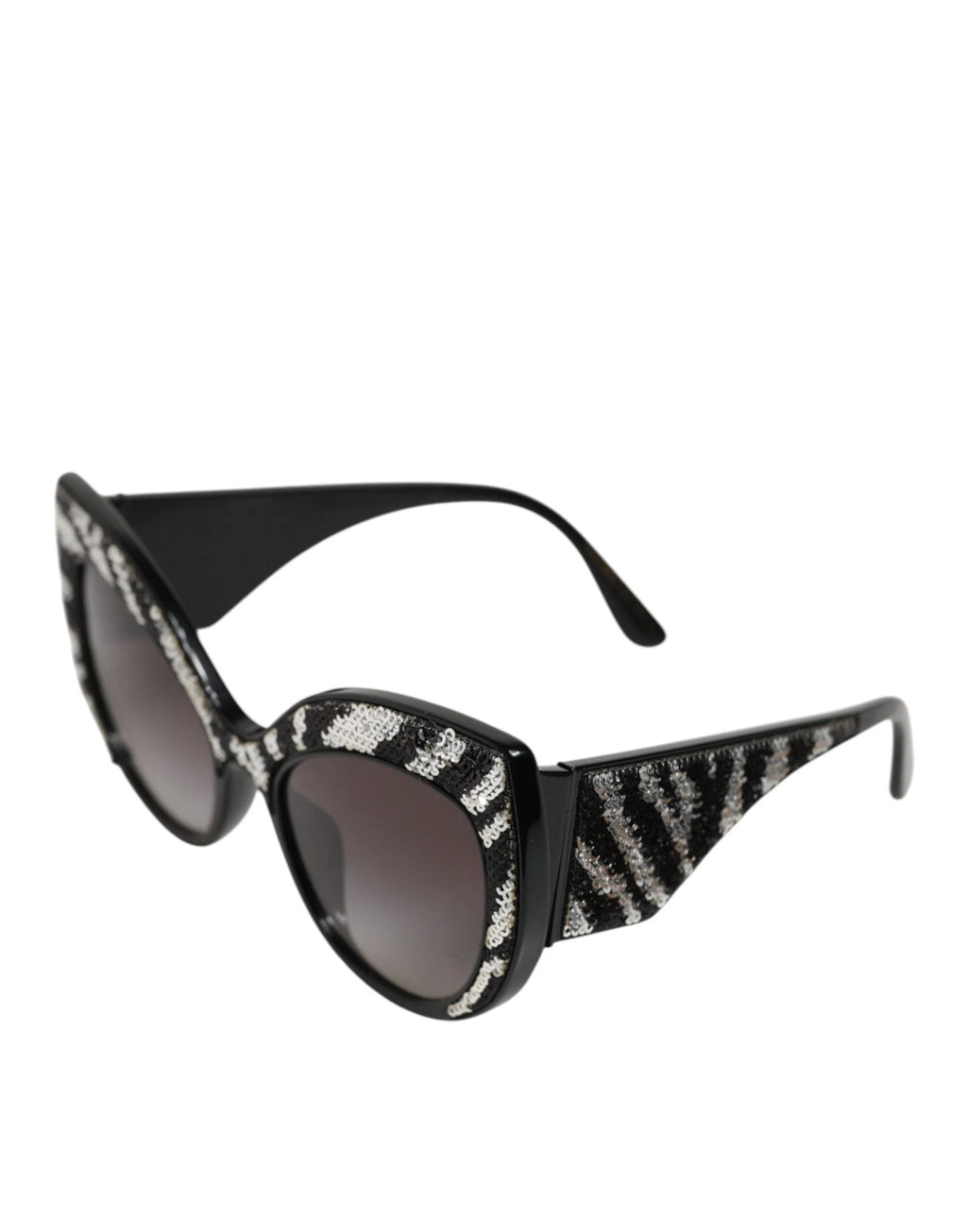 Dolce & Gabbana Black Silver Sequin Butterfly Polarized Sunglasses by Dolce & Gabbana