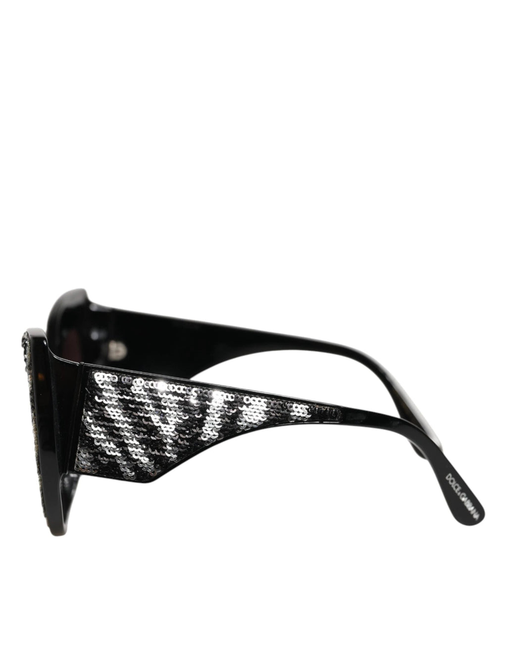 Dolce & Gabbana Black Silver Sequin Butterfly Polarized Sunglasses by Dolce & Gabbana