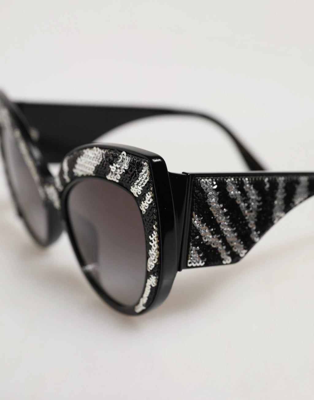 Dolce & Gabbana Black Silver Sequin Butterfly Polarized Sunglasses by Dolce & Gabbana