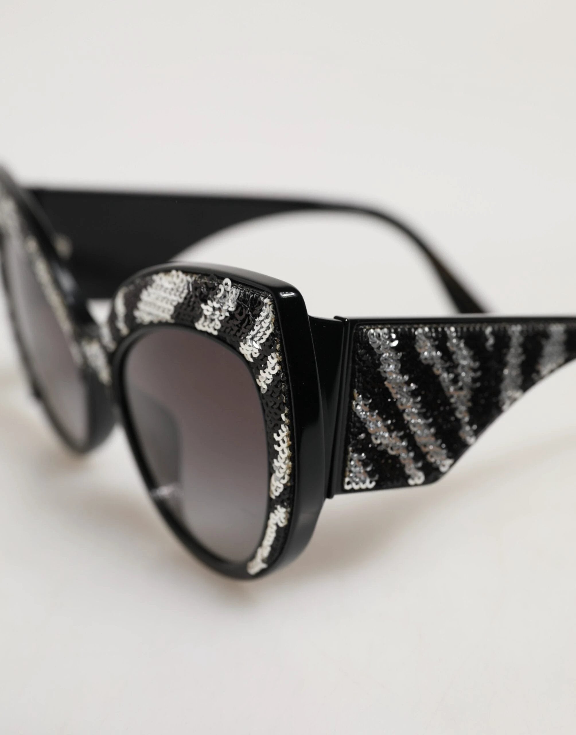 Dolce & Gabbana Black Silver Sequin Butterfly Polarized Sunglasses by Dolce & Gabbana