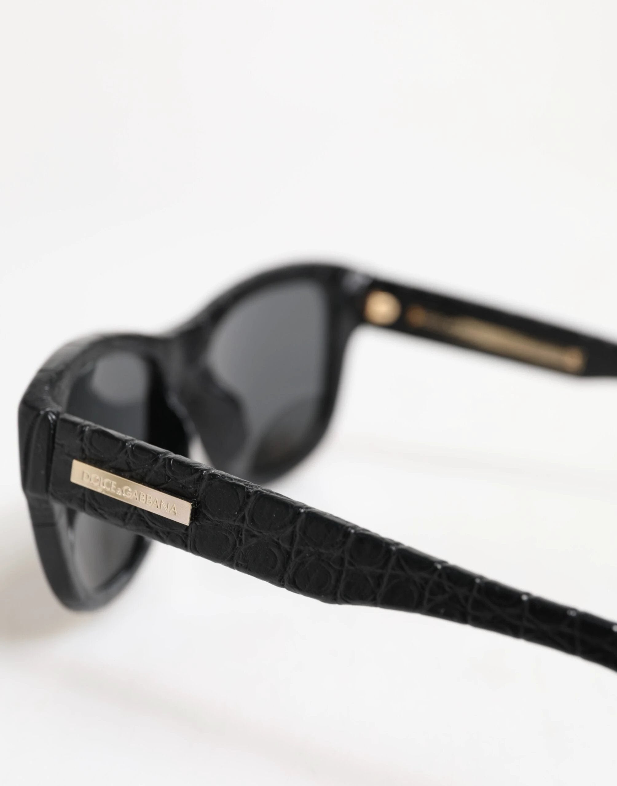Dolce & Gabbana DG4177 Black Leather Frame Tinted Lens Sunglasses by Dolce & Gabbana