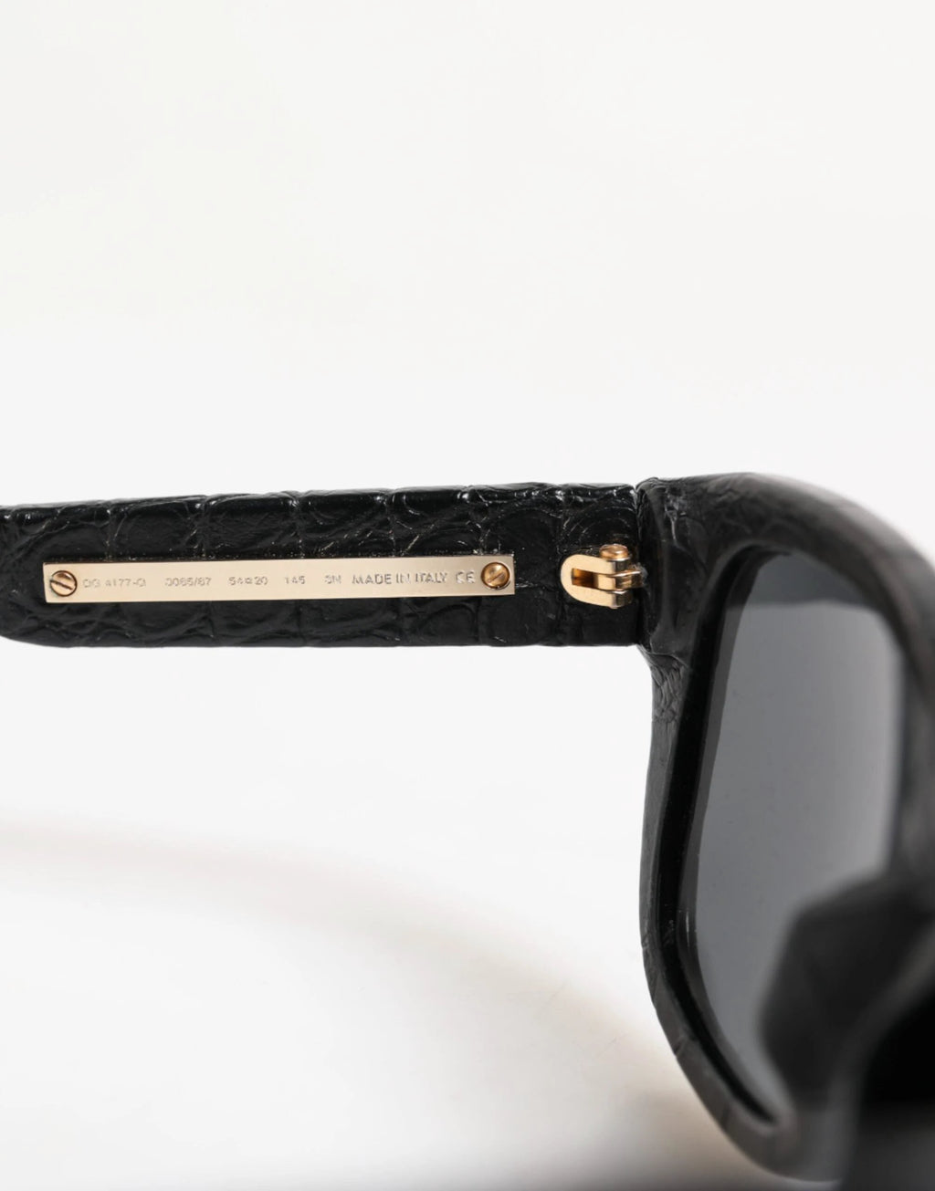 Dolce & Gabbana DG4177 Black Leather Frame Tinted Lens Sunglasses by Dolce & Gabbana