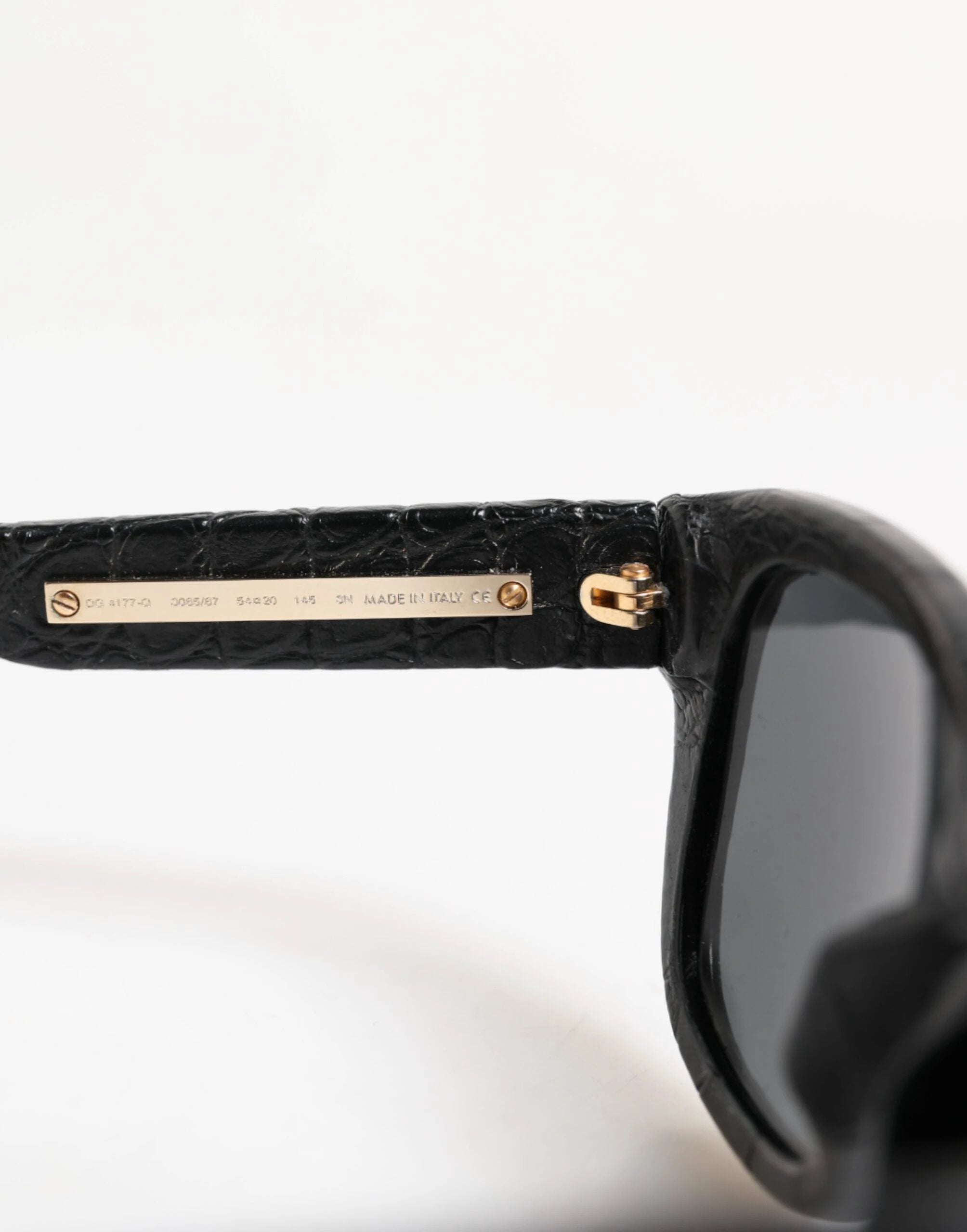 Dolce & Gabbana DG4177 Black Leather Frame Tinted Lens Sunglasses by Dolce & Gabbana