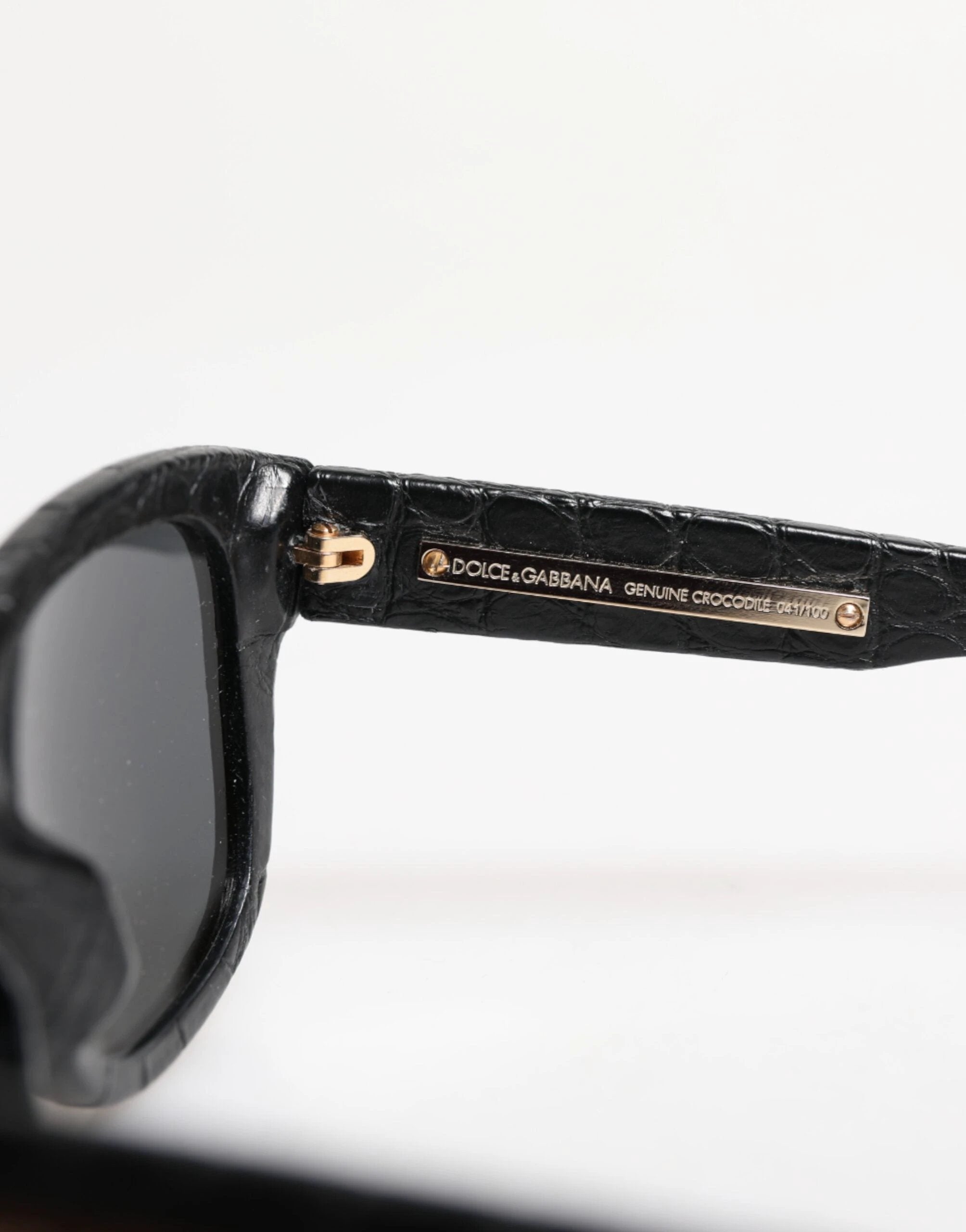 Dolce & Gabbana DG4177 Black Leather Frame Tinted Lens Sunglasses by Dolce & Gabbana