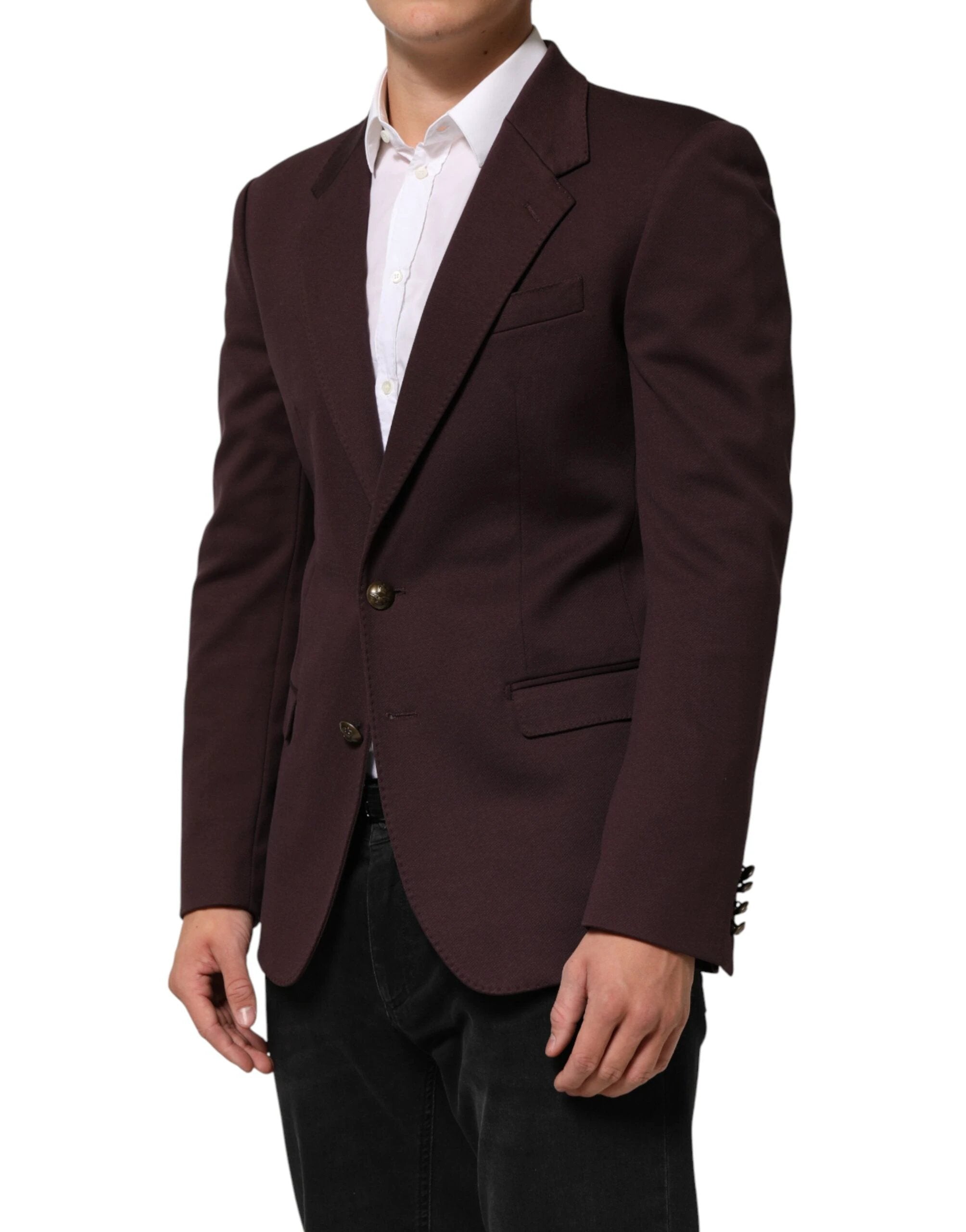 Dolce & Gabbana Maroon Cotton 2 Buttons Suit Jacket Blazer by Dolce & Gabbana
