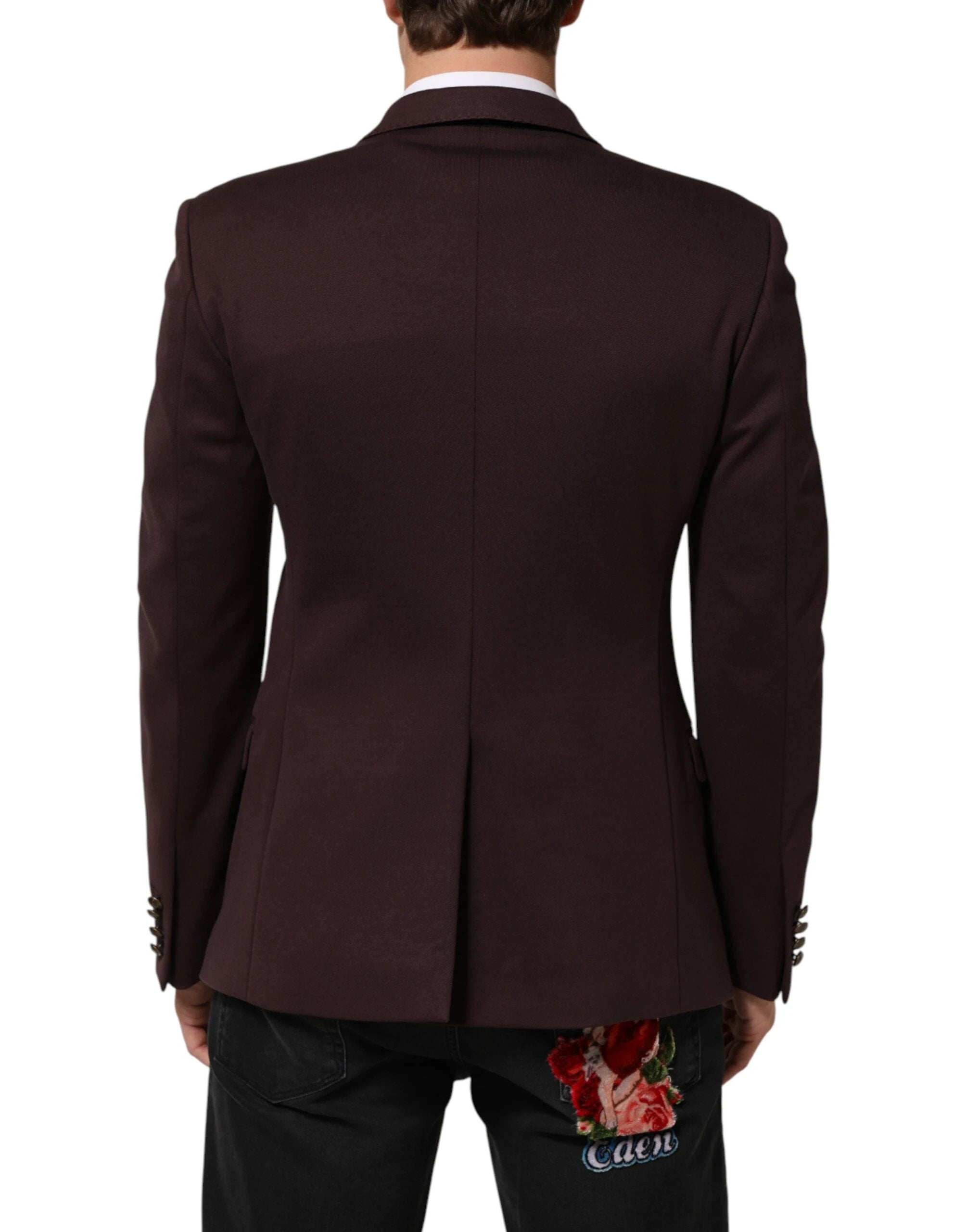 Dolce & Gabbana Maroon Cotton 2 Buttons Suit Jacket Blazer by Dolce & Gabbana