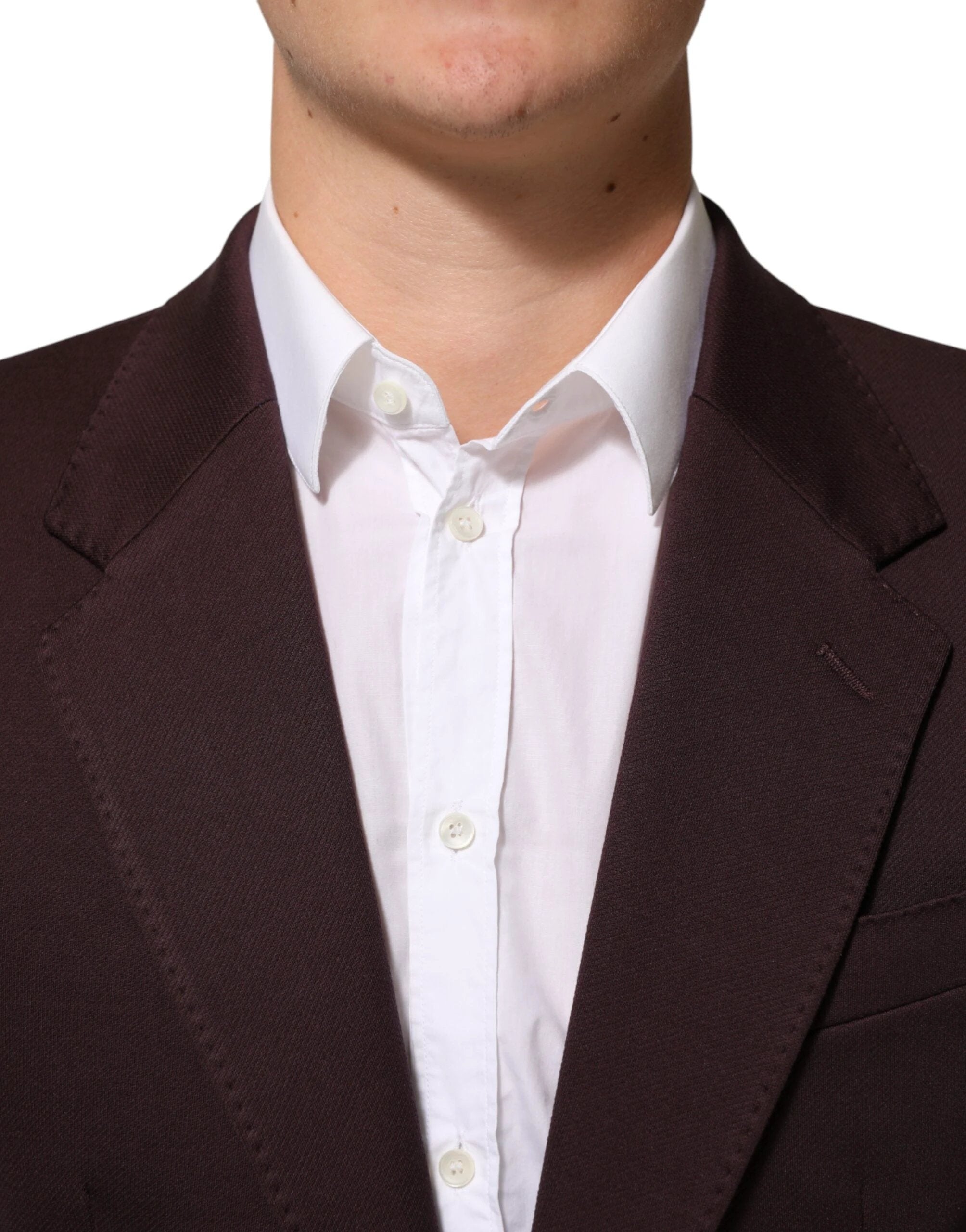 Dolce & Gabbana Maroon Cotton 2 Buttons Suit Jacket Blazer by Dolce & Gabbana