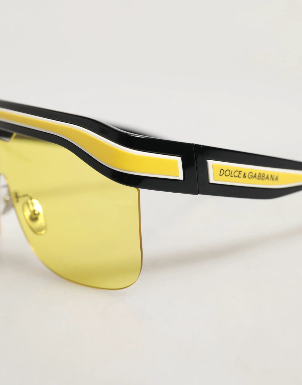 Dolce & Gabbana DG6162 Shield Black Yellow White Polyamide Sunglasses by Dolce & Gabbana