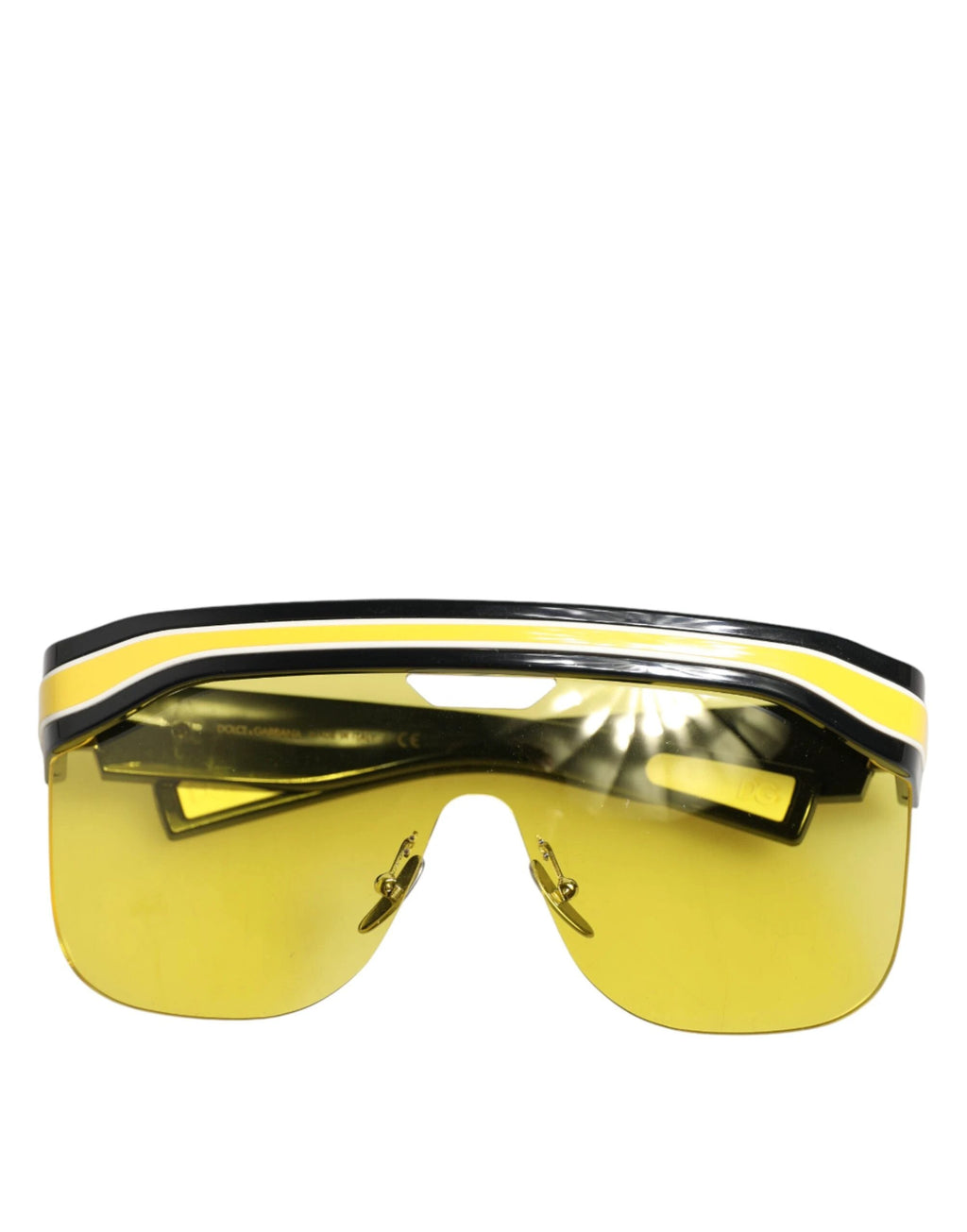 Dolce & Gabbana DG6162 Shield Black Yellow White Polyamide Sunglasses by Dolce & Gabbana