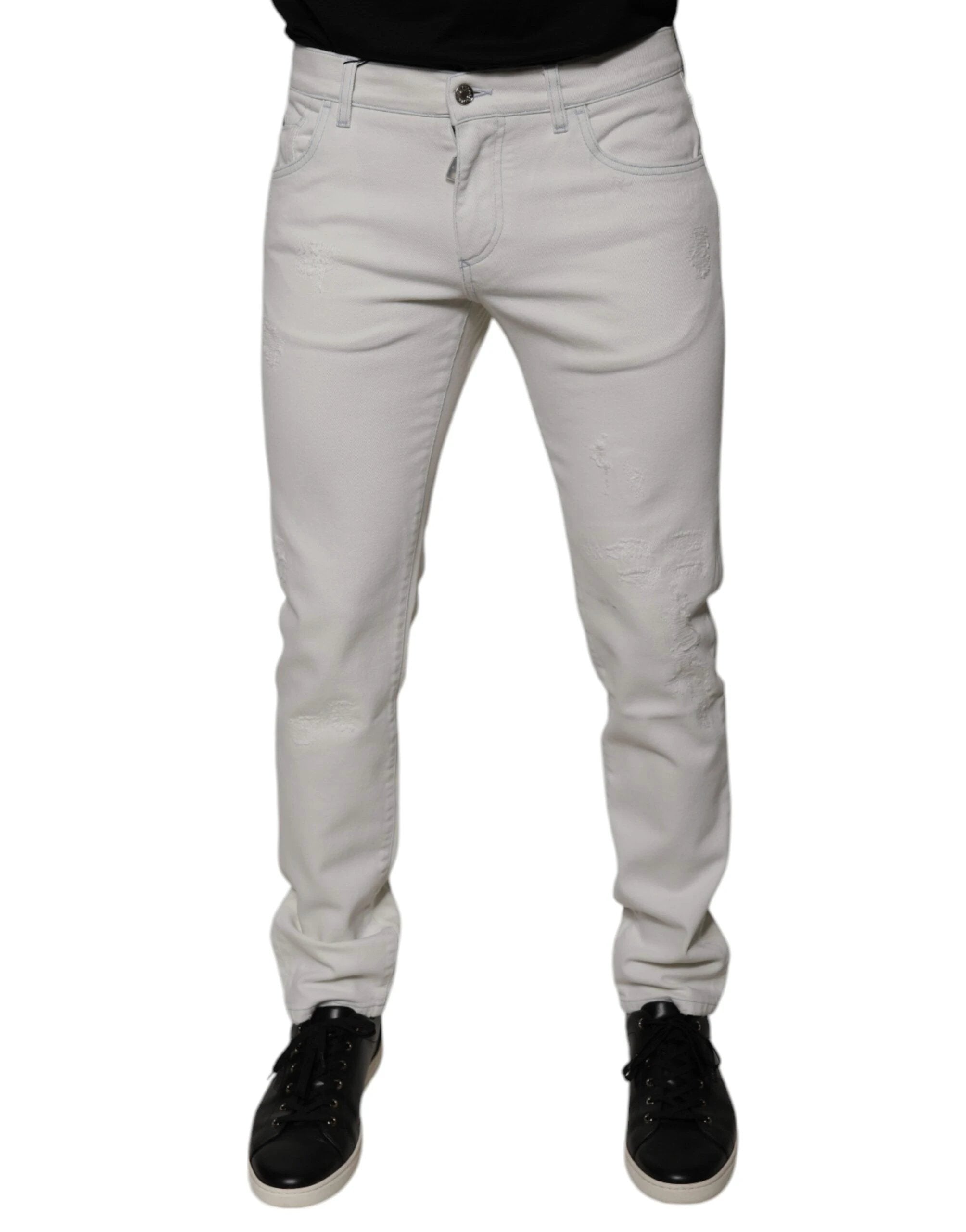 Dolce & Gabbana White Cotton Stretch Skinny Men Denim Jeans by Dolce & Gabbana