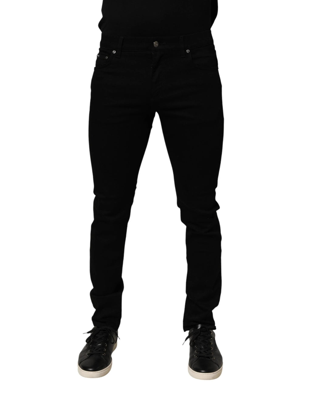 Dolce & Gabbana Black Cotton Stretch Slim Fit Men Denim Jeans by Dolce & Gabbana