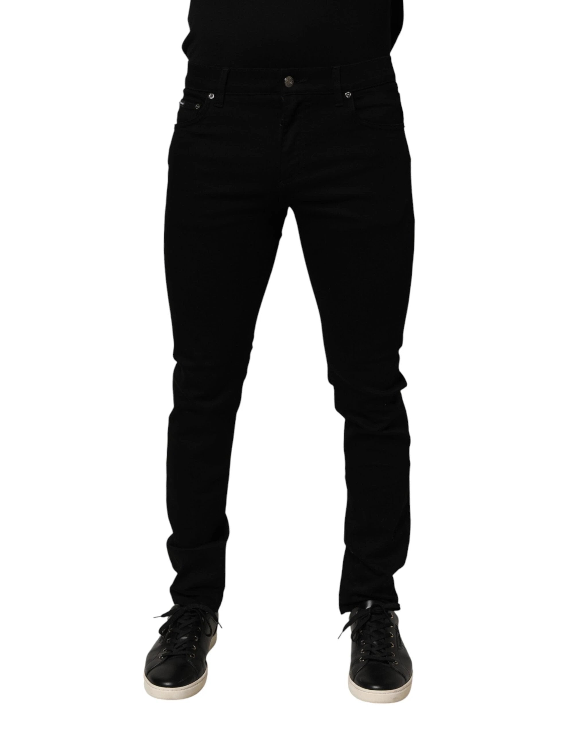 Dolce & Gabbana Black Cotton Stretch Slim Fit Men Denim Jeans by Dolce & Gabbana
