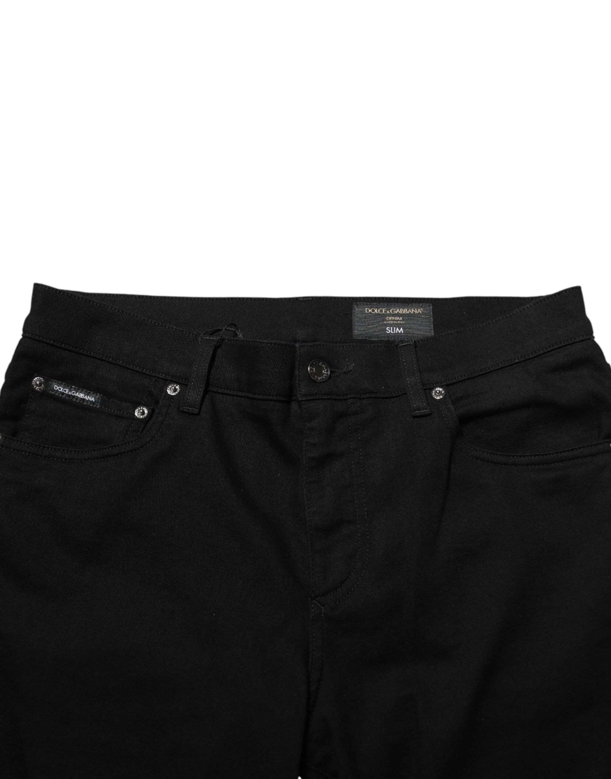 Dolce & Gabbana Black Cotton Stretch Slim Fit Men Denim Jeans by Dolce & Gabbana