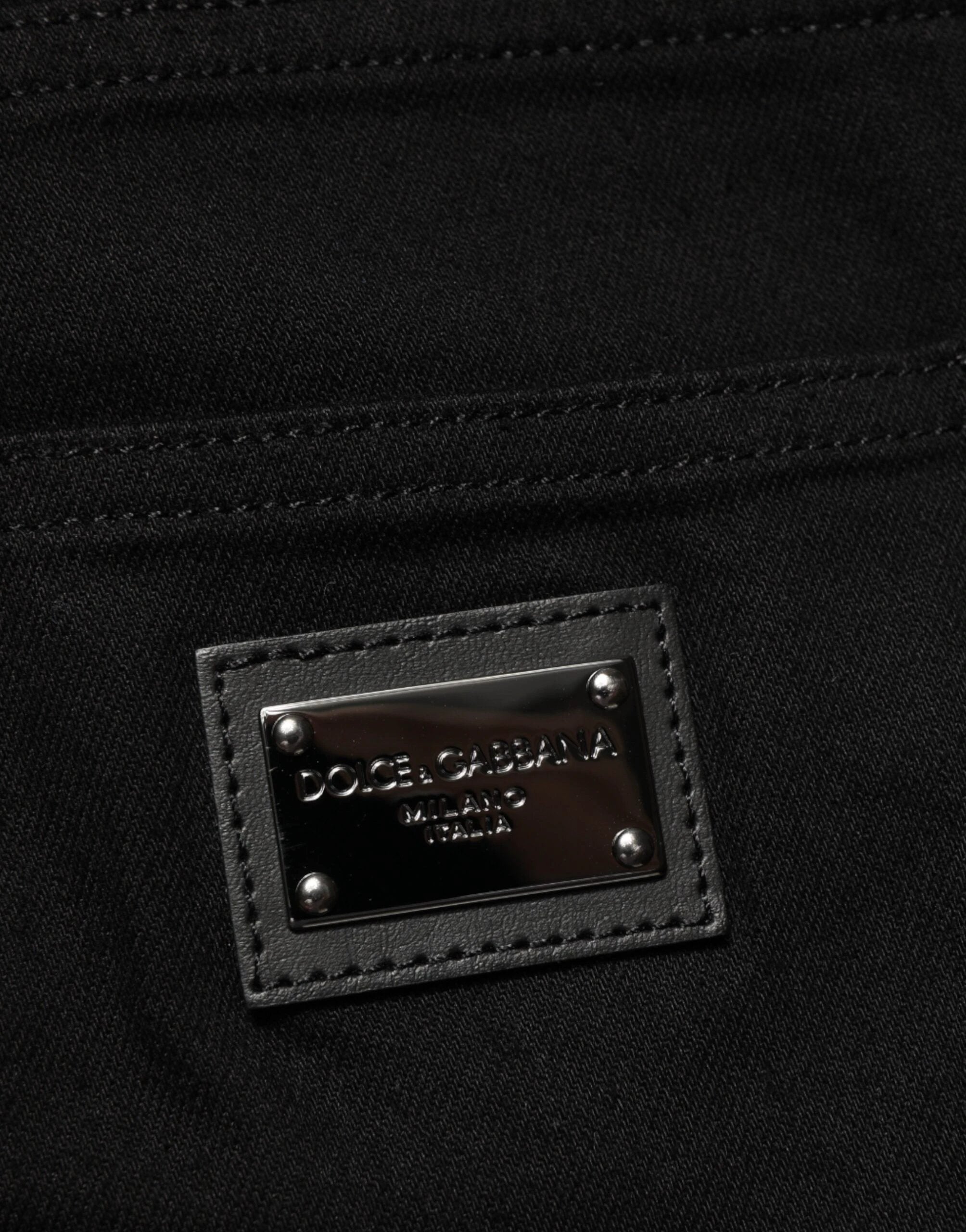 Dolce & Gabbana Black Cotton Stretch Slim Fit Men Denim Jeans by Dolce & Gabbana