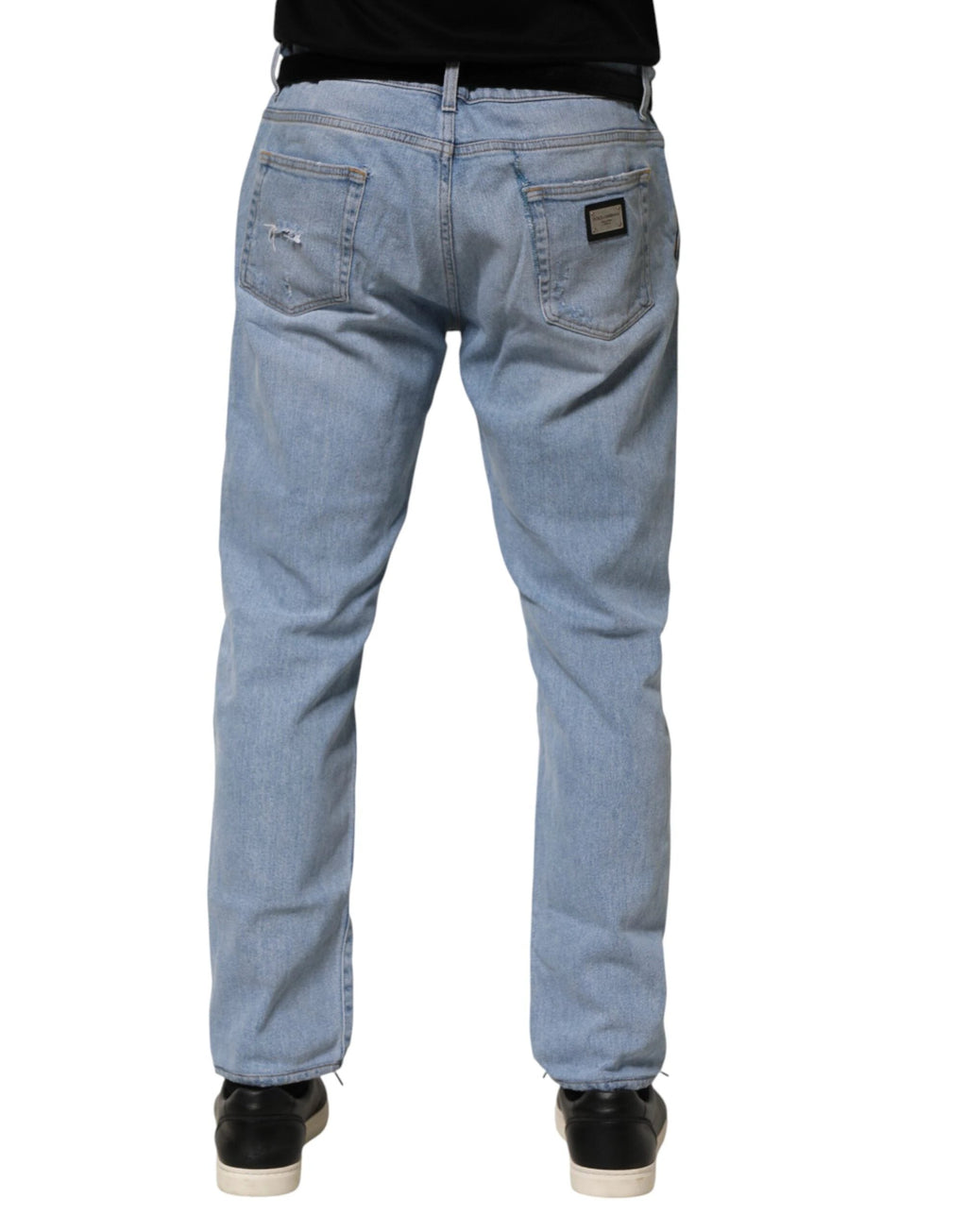 Dolce & Gabbana Blue Cotton Distressed Slim Fit Denim Jeans by Dolce & Gabbana