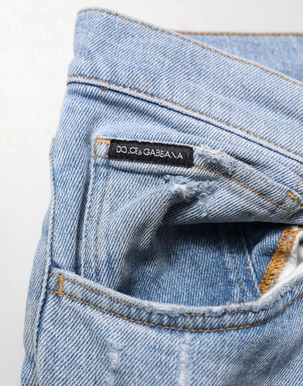 Dolce & Gabbana Blue Cotton Distressed Slim Fit Denim Jeans by Dolce & Gabbana