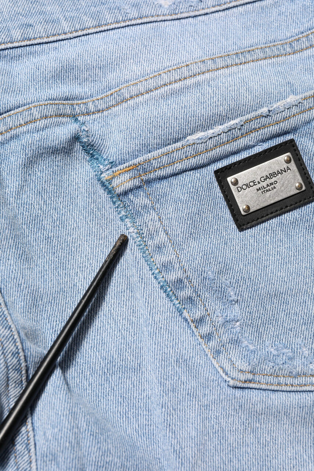 Dolce & Gabbana Blue Cotton Distressed Slim Fit Denim Jeans by Dolce & Gabbana