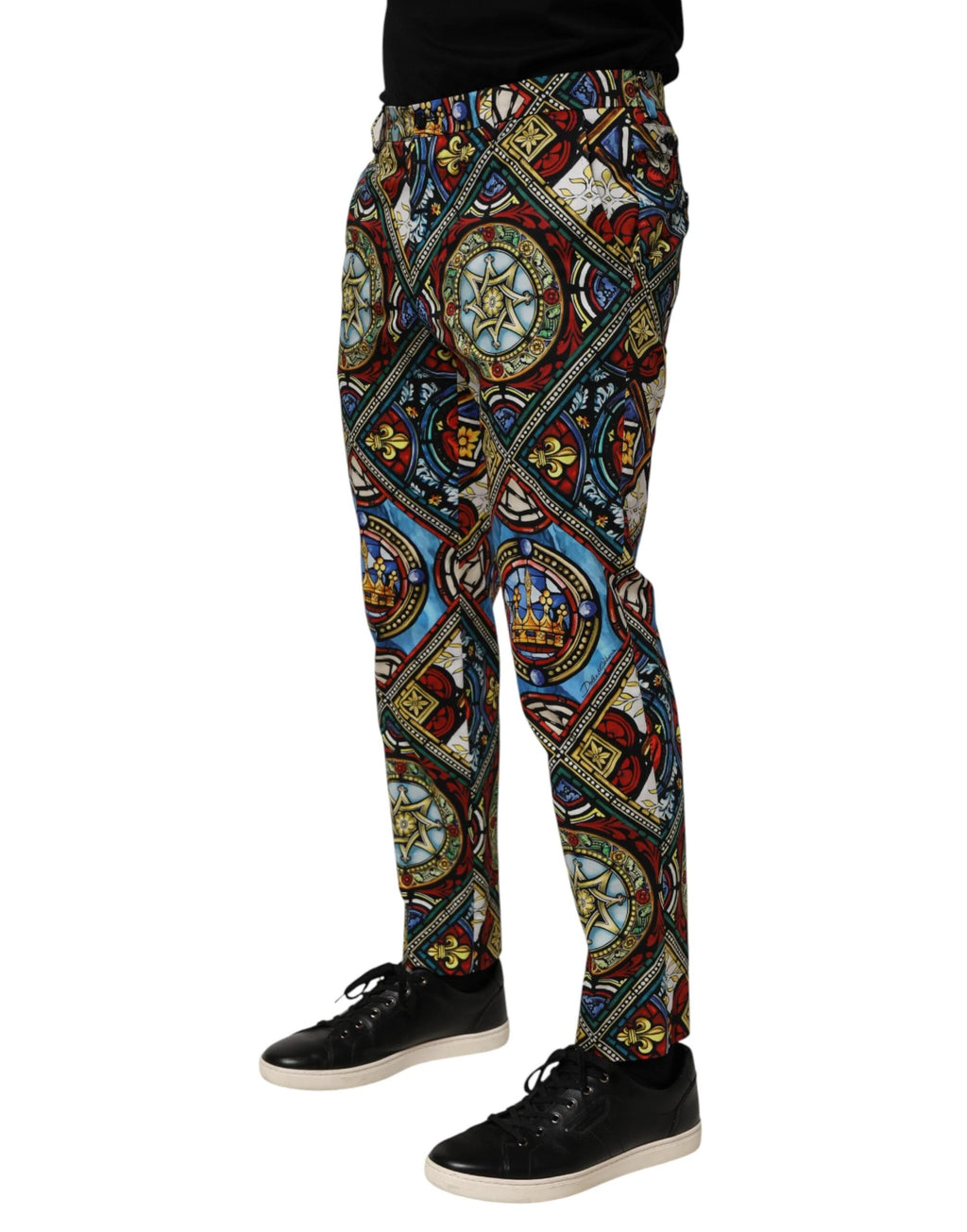 Dolce & Gabbana Multicolor Stained Glass Window Style Print Men Pants by Dolce & Gabbana