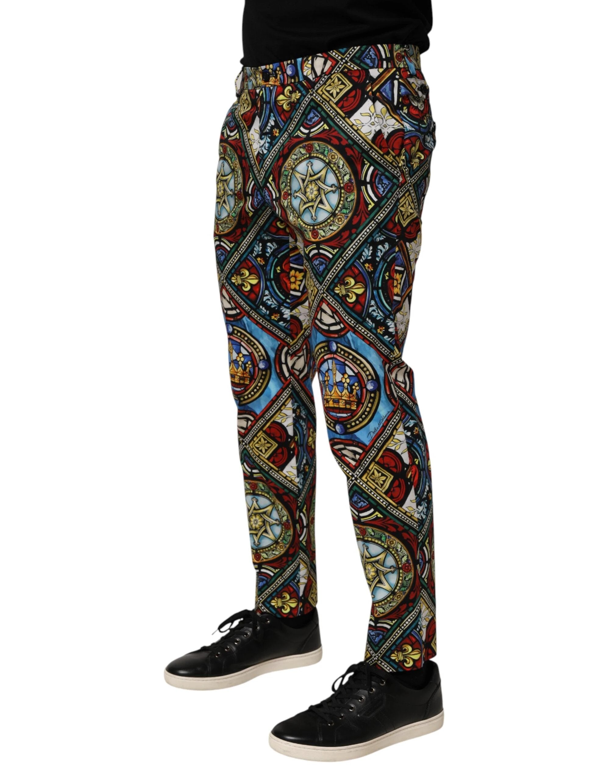 Dolce & Gabbana Multicolor Stained Glass Window Style Print Men Pants by Dolce & Gabbana