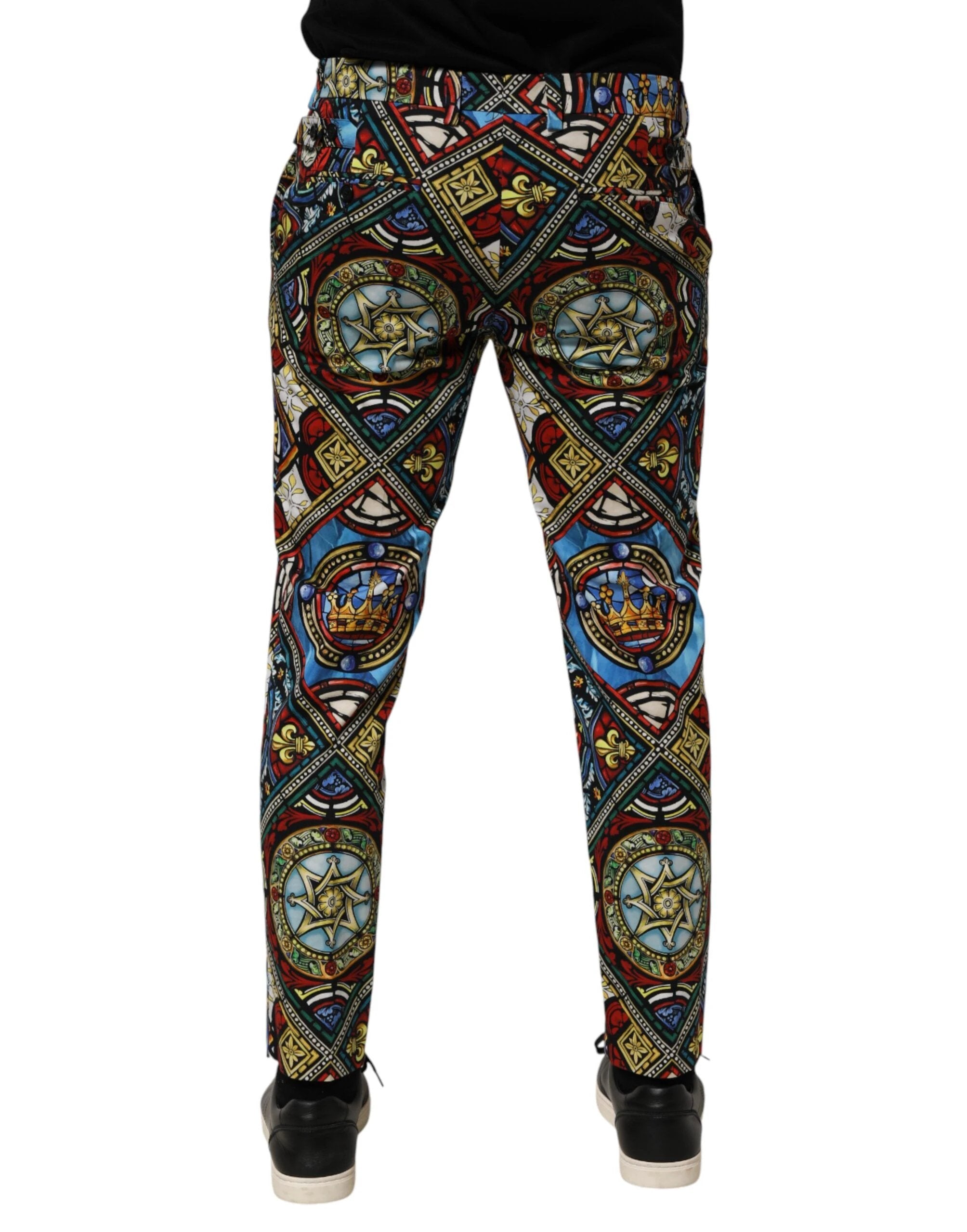 Dolce & Gabbana Multicolor Stained Glass Window Style Print Men Pants by Dolce & Gabbana