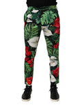 Dolce & Gabbana Multicolor Floral Print Cotton Tapered Pants by Dolce & Gabbana
