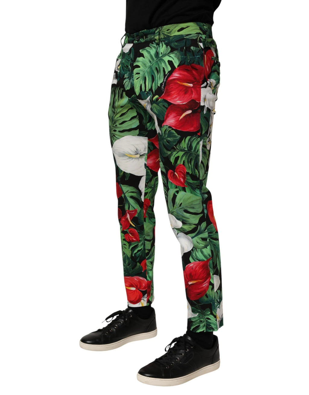 Dolce & Gabbana Multicolor Floral Print Cotton Tapered Pants by Dolce & Gabbana