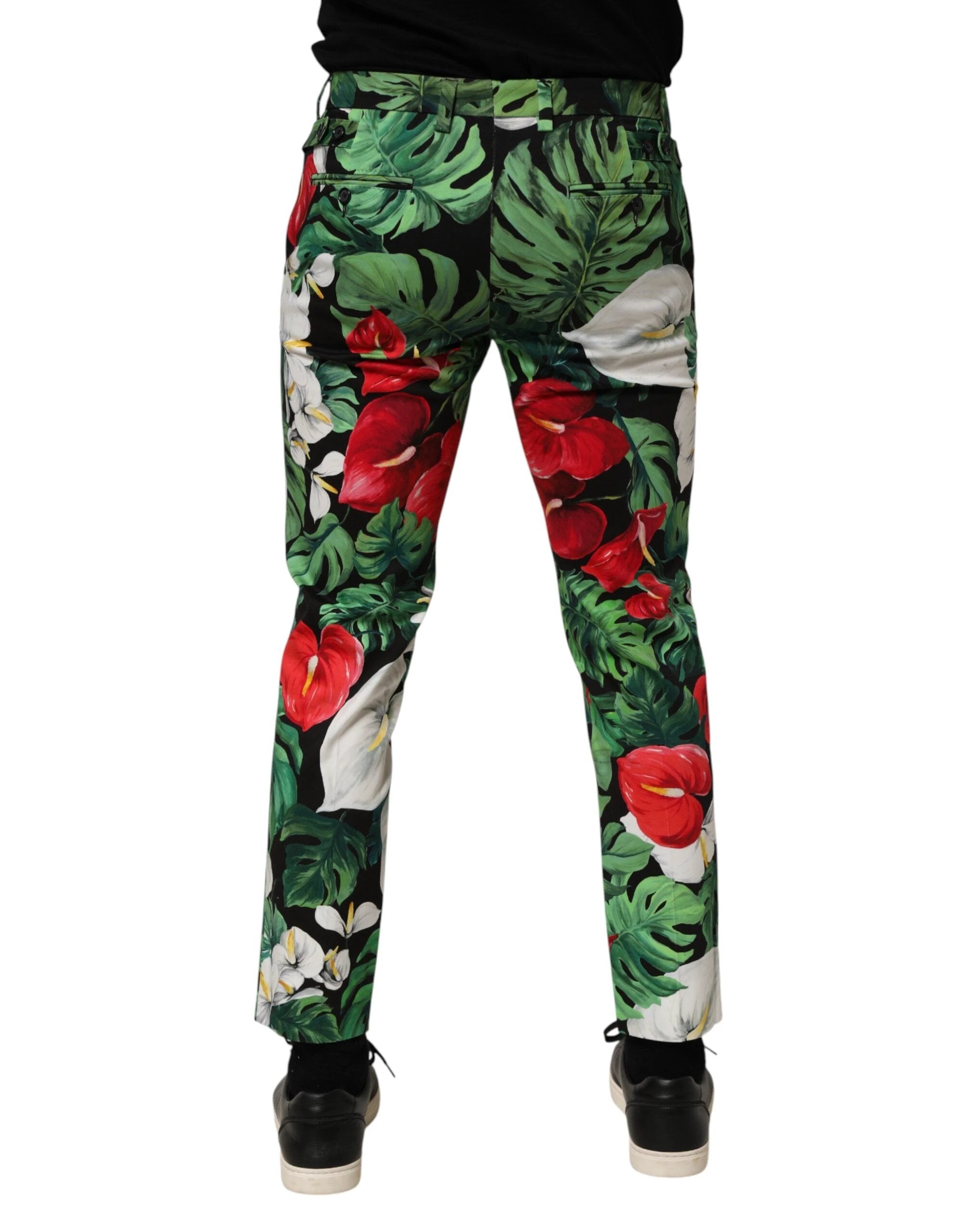 Dolce & Gabbana Multicolor Floral Print Cotton Tapered Pants by Dolce & Gabbana