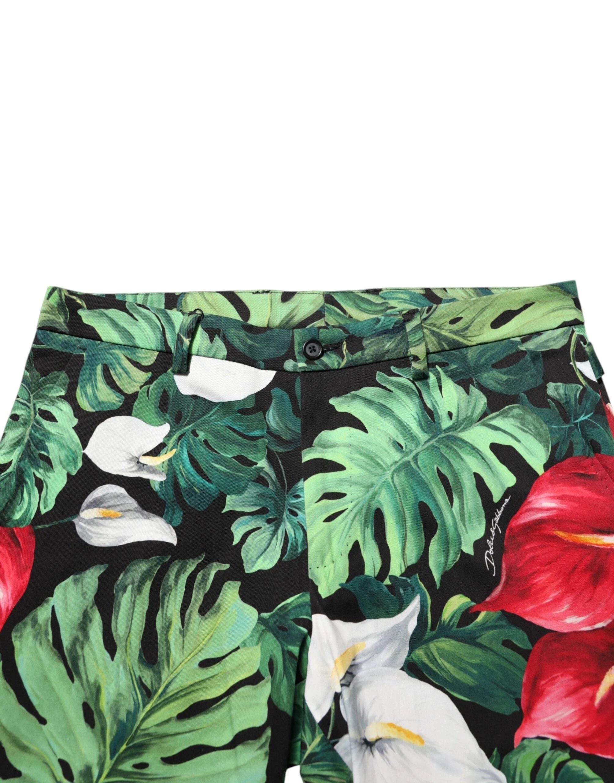 Dolce & Gabbana Multicolor Floral Print Cotton Tapered Pants by Dolce & Gabbana