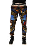 Dolce & Gabbana Multicolor Julias Ceasar Print Tapered Pants by Dolce & Gabbana