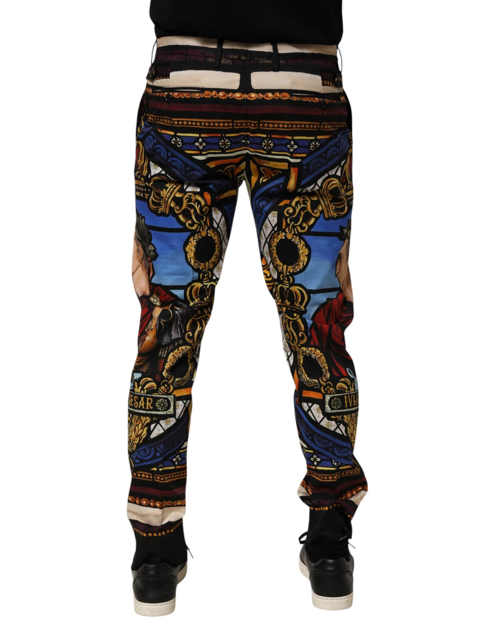 Dolce & Gabbana Multicolor Julias Ceasar Print Tapered Pants by Dolce & Gabbana