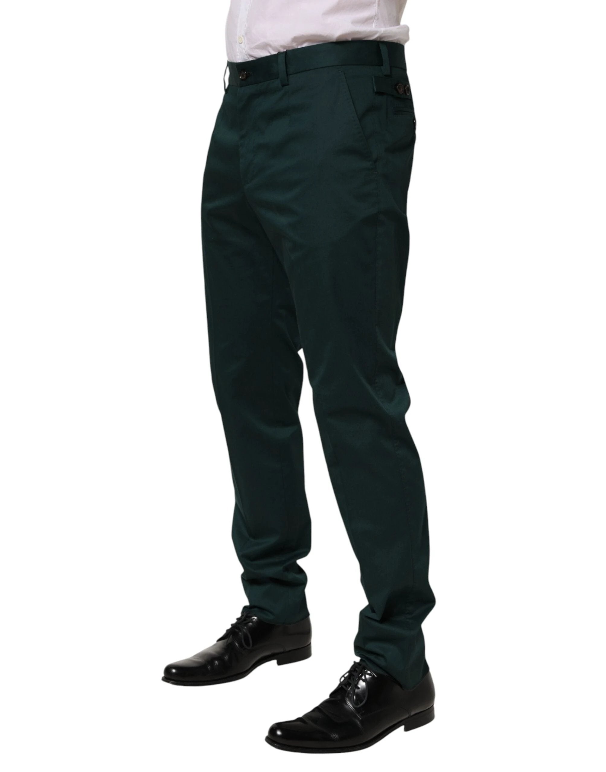 Dolce & Gabbana Green Cotton Formal Dress Men Trouser Pants by Dolce & Gabbana