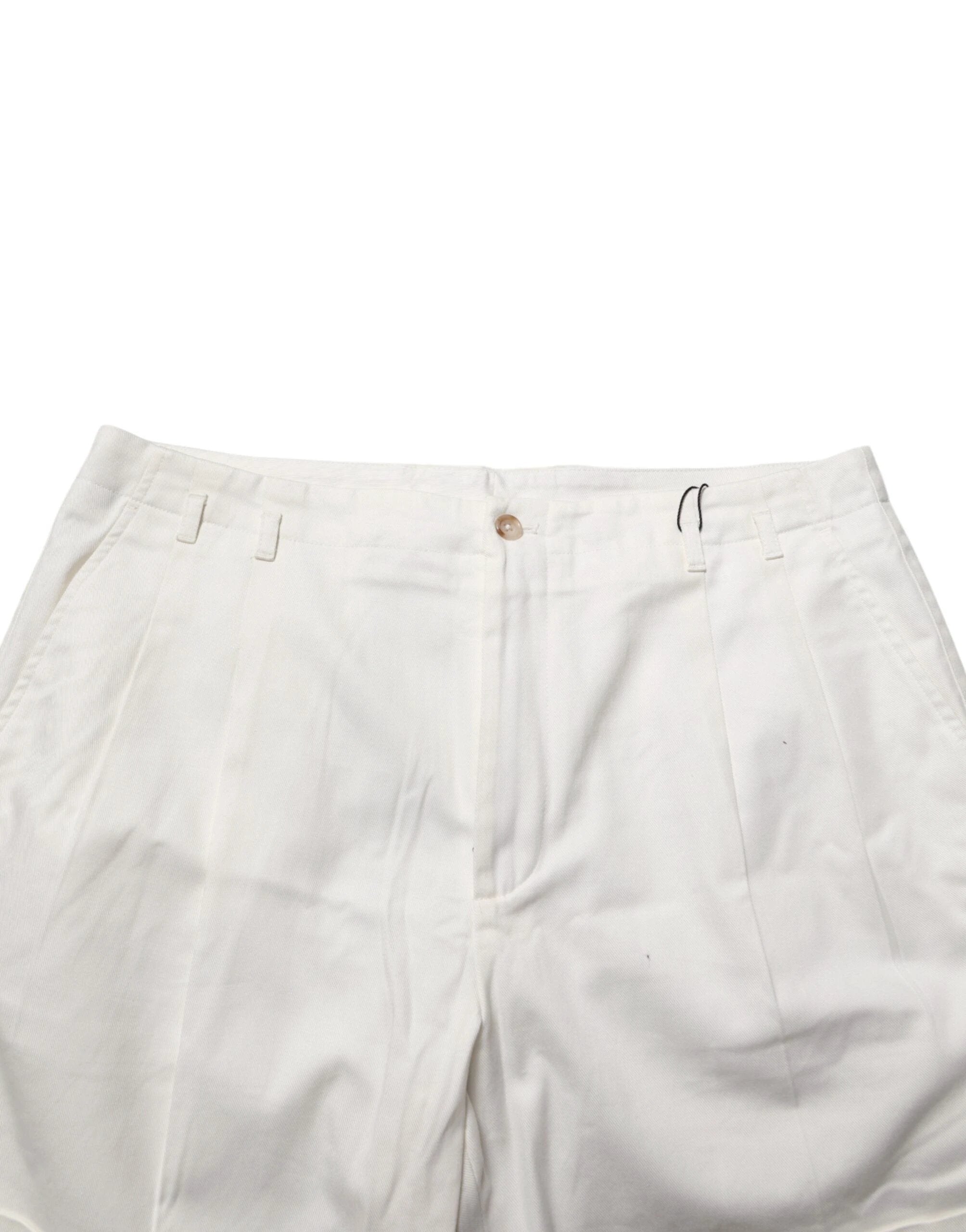 Dolce & Gabbana White Cotton Mid Waist Men Bermuda Shorts by Dolce & Gabbana