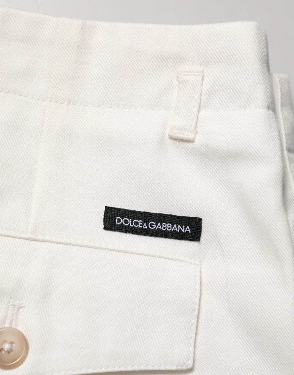 Dolce & Gabbana White Cotton Mid Waist Men Bermuda Shorts by Dolce & Gabbana