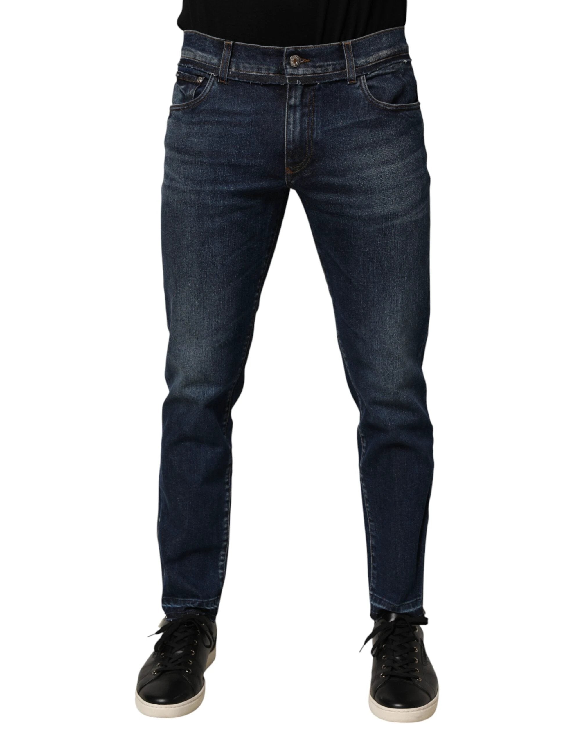 Dolce & Gabbana Blue Cotton Stretch Skinny Men Denim Jeans by Dolce & Gabbana