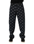 Dolce & Gabbana Blue Logo Print Straight Denim Men Jeans by Dolce & Gabbana