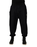 Dolce & Gabbana Black Cotton Blend Drawstring Jogger Jogger Pants by Dolce & Gabbana