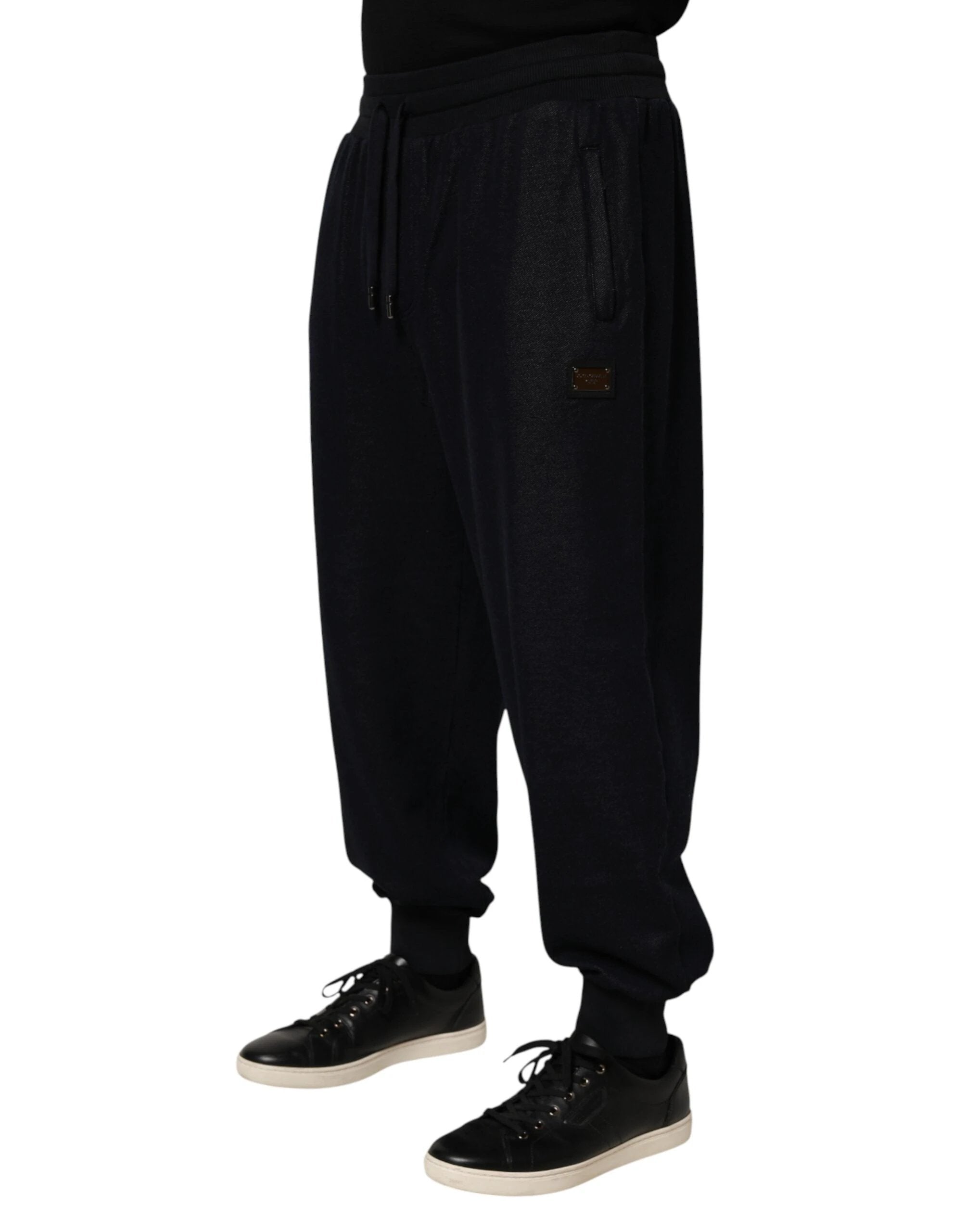 Dolce & Gabbana Black Cotton Blend Drawstring Jogger Jogger Pants by Dolce & Gabbana