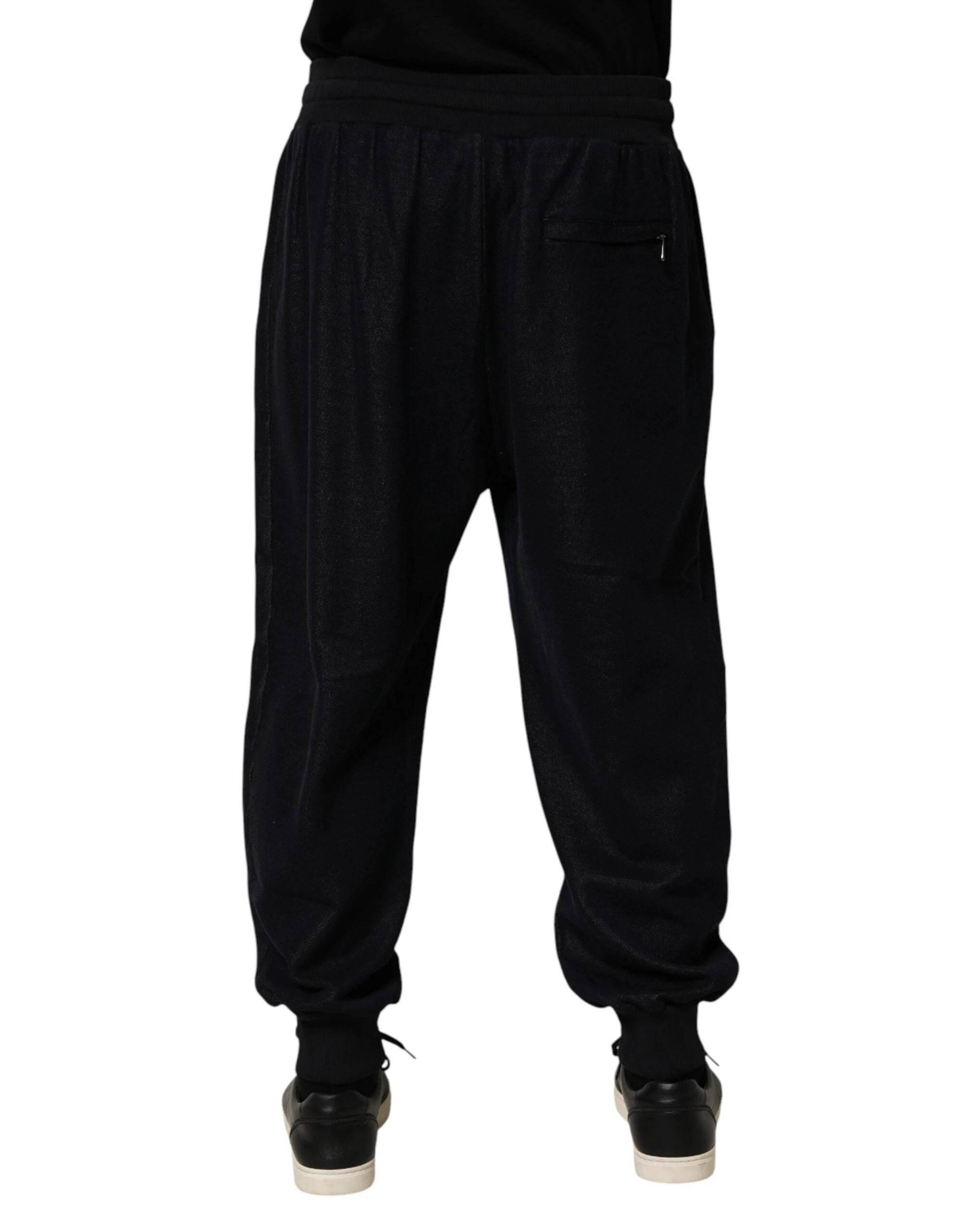 Dolce & Gabbana Black Cotton Blend Drawstring Jogger Jogger Pants by Dolce & Gabbana