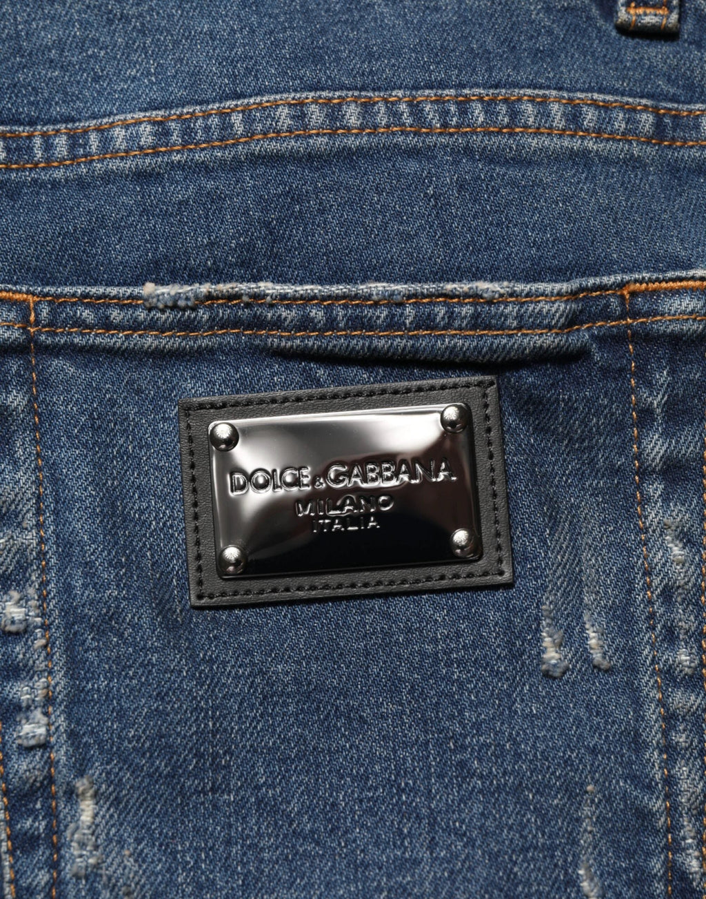 Dolce & Gabbana Blue Tattered Cotton Skinny Men Denim Jeans by Dolce & Gabbana