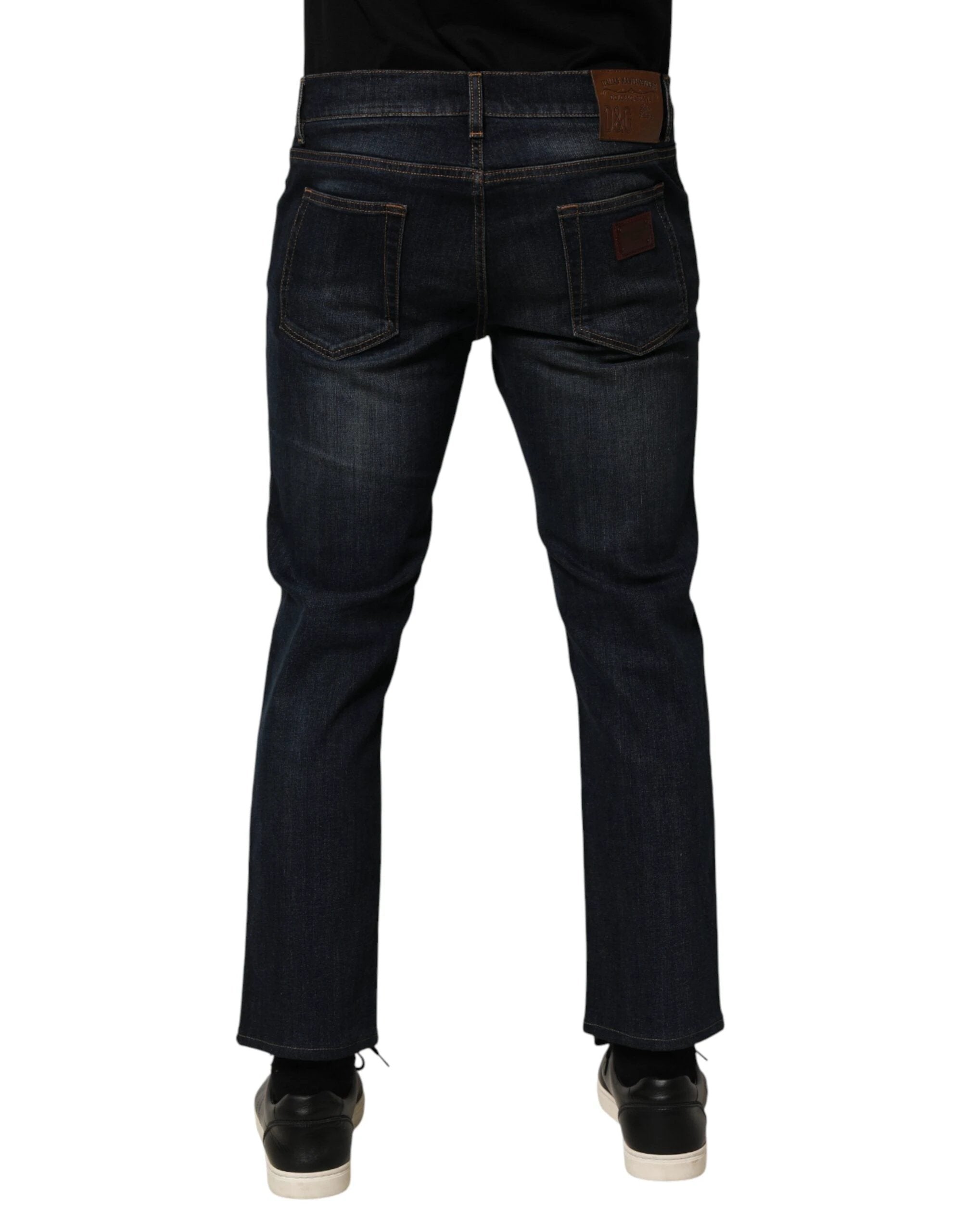 Dolce & Gabbana Dark Blue Cotton Skinny Men Denim Jeans by Dolce & Gabbana
