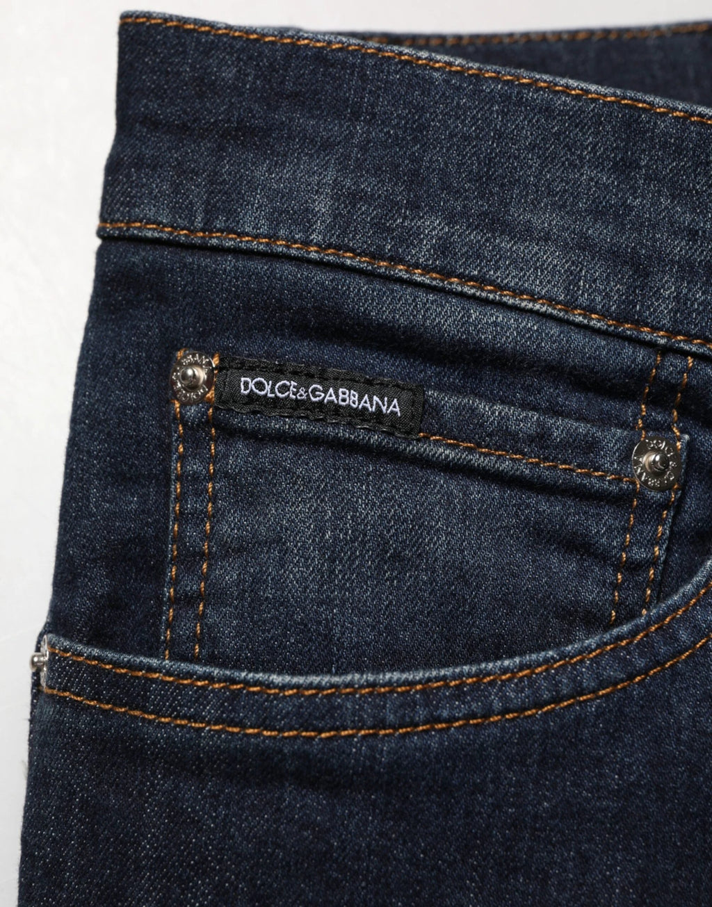 Dolce & Gabbana Dark Blue Cotton Skinny Men Denim Jeans by Dolce & Gabbana