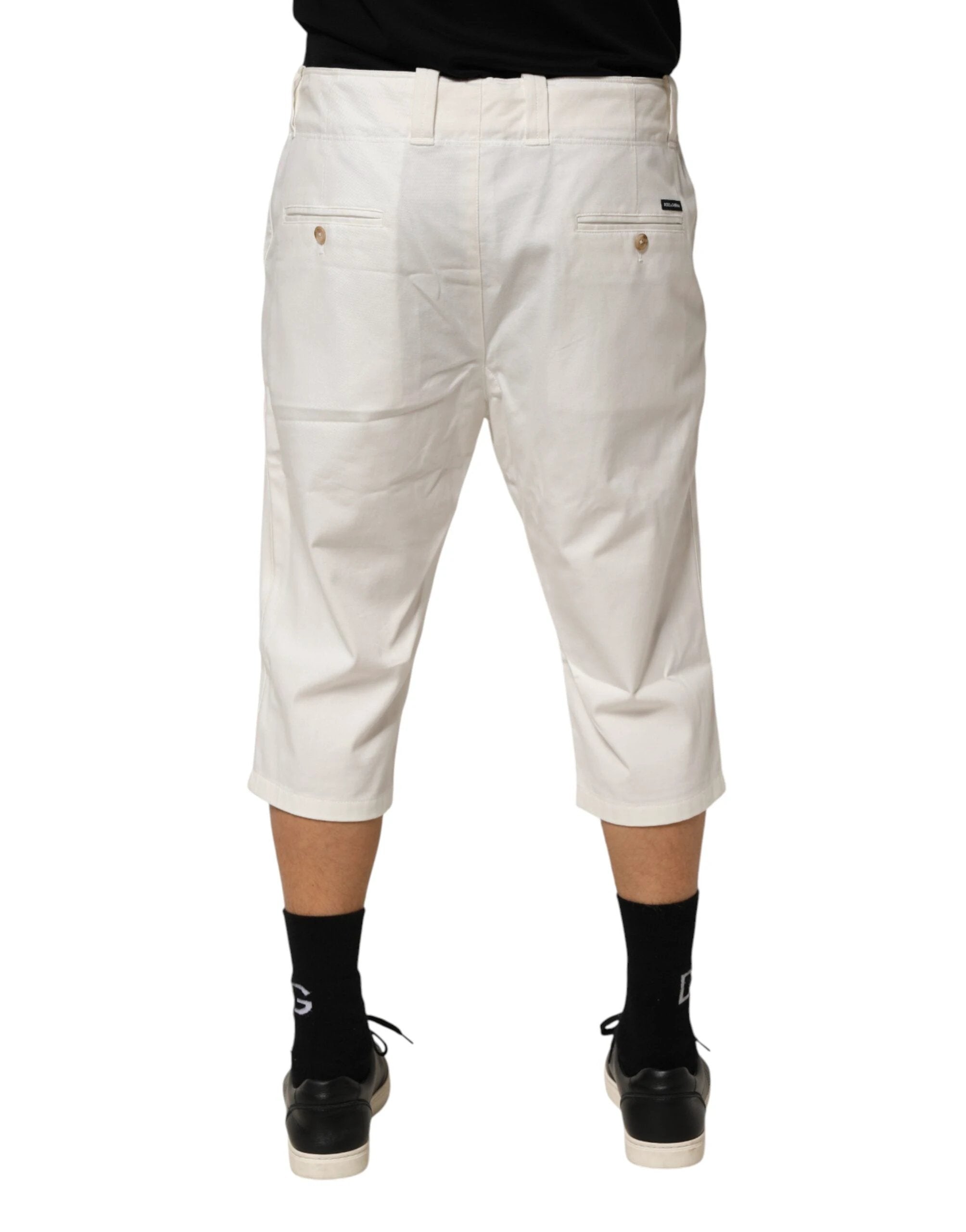 Dolce & Gabbana White Cotton Stretch Cropped Trouser Pants by Dolce & Gabbana