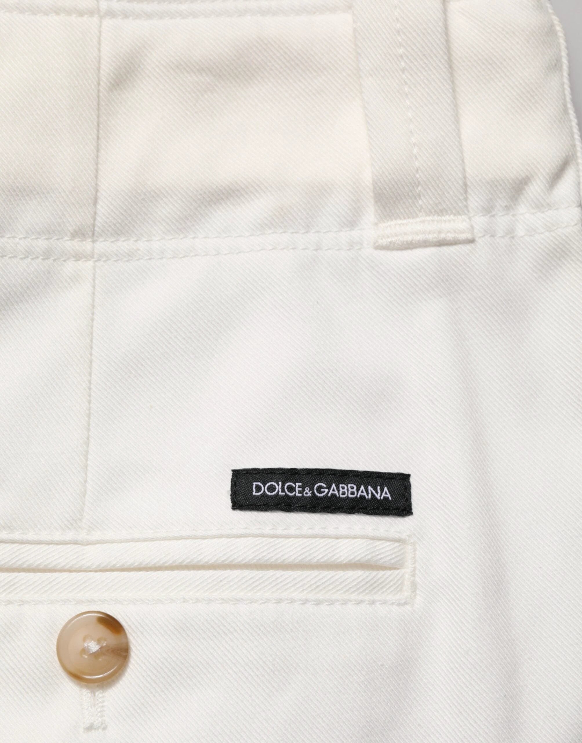 Dolce & Gabbana White Cotton Stretch Cropped Trouser Pants by Dolce & Gabbana