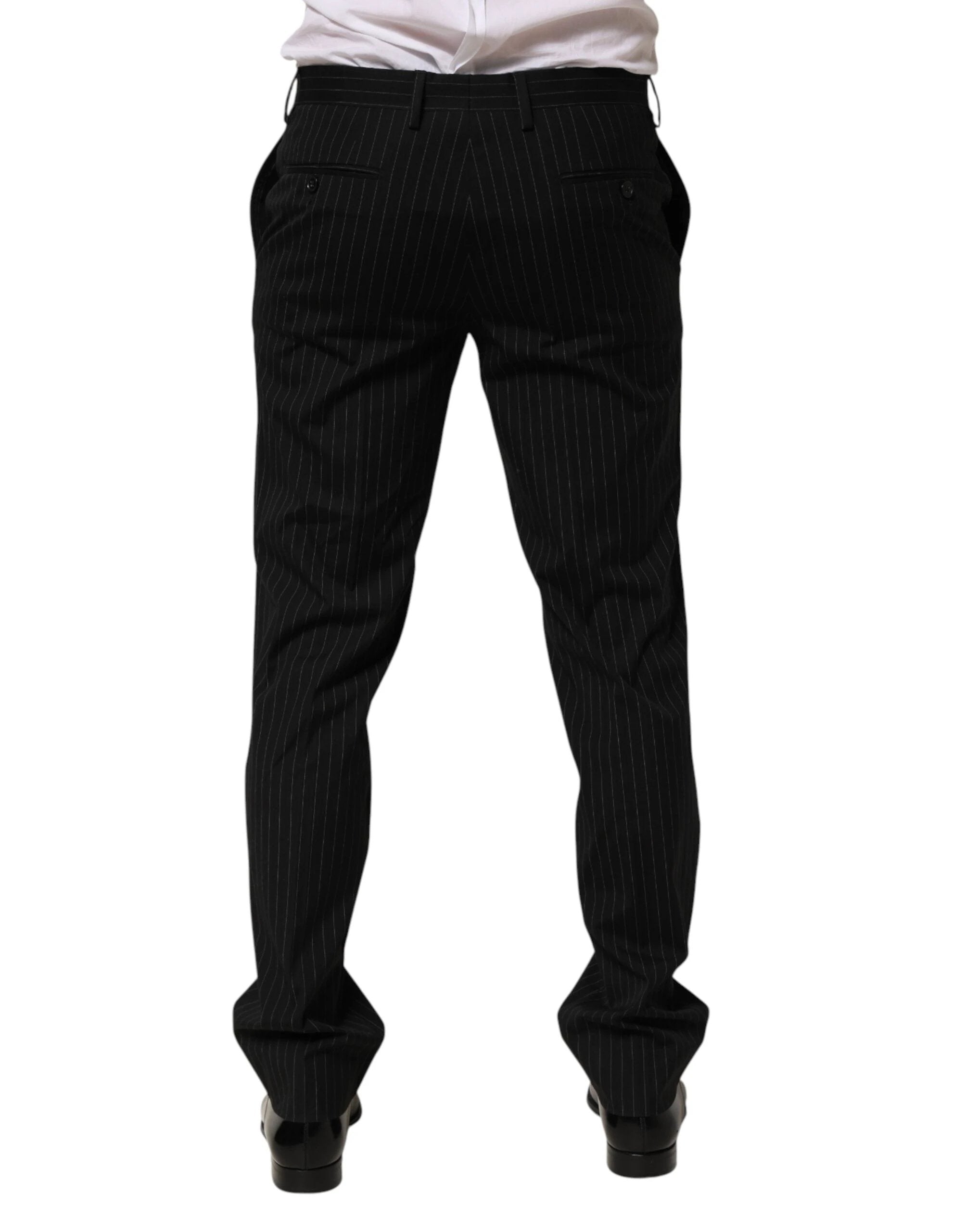 Dolce & Gabbana Black Striped Dress Formal Men Trouser Pants by Dolce & Gabbana