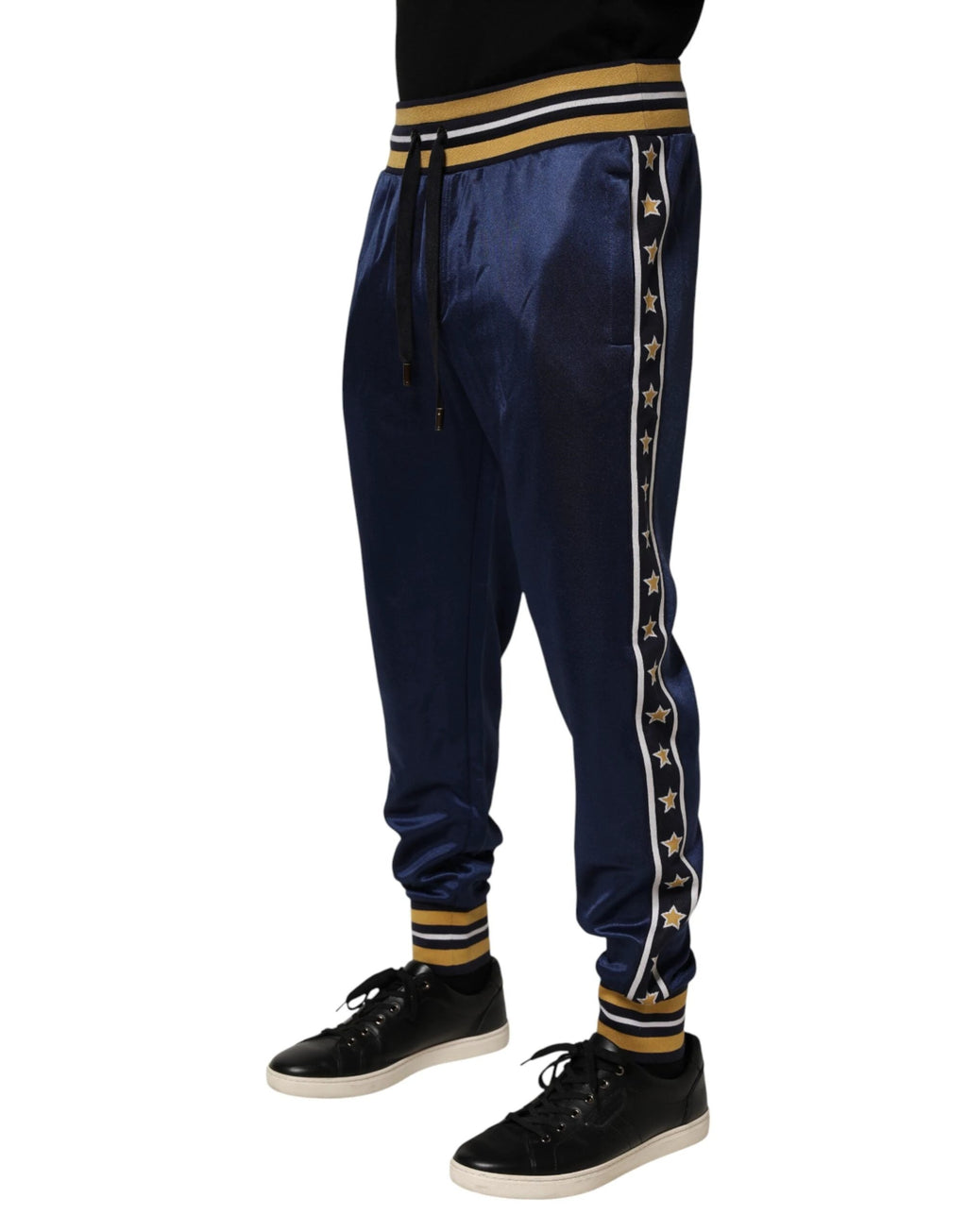 Dolce & Gabbana Blue Nylon Jogger Mid Waist Trouser Pants by Dolce & Gabbana