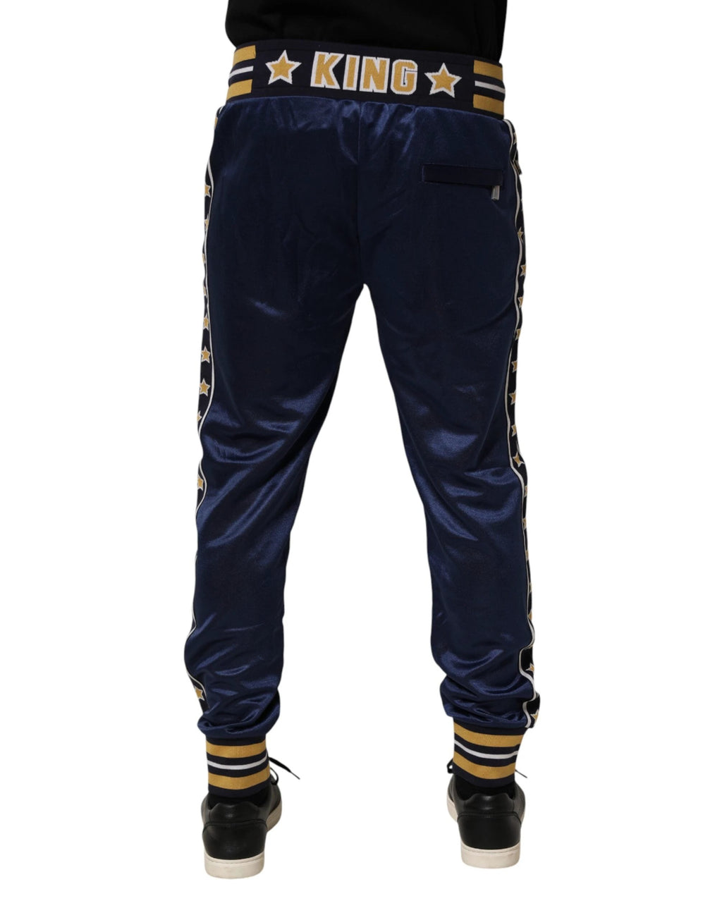 Dolce & Gabbana Blue Nylon Jogger Mid Waist Trouser Pants by Dolce & Gabbana